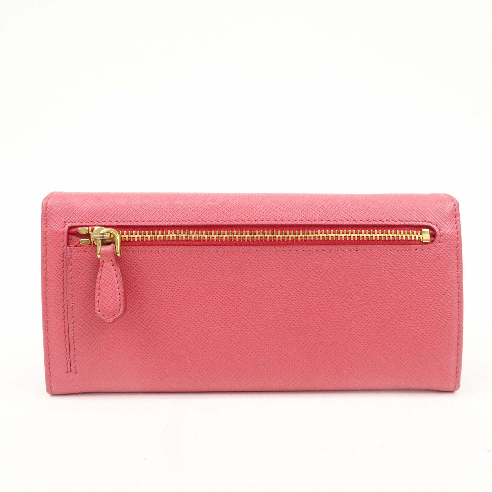 PRADA Saffiano Leather Bi Fold Long Wallet Pink 1MH132