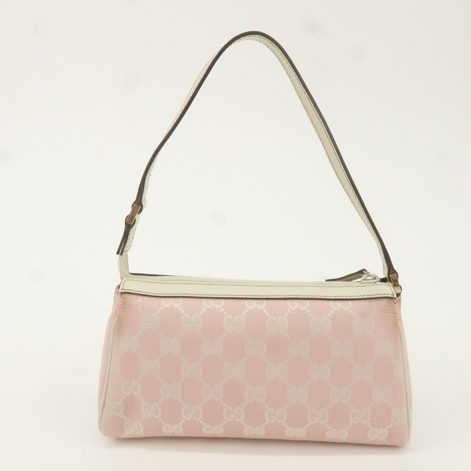 GUCCI Abbey GG Canvas Leather Pouch Pink Ivory 145750