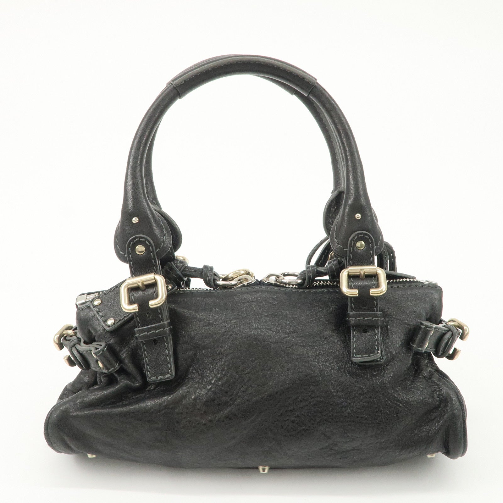 Chloe Paddington Leather Mini Boston Bag Hand Bag Black Used