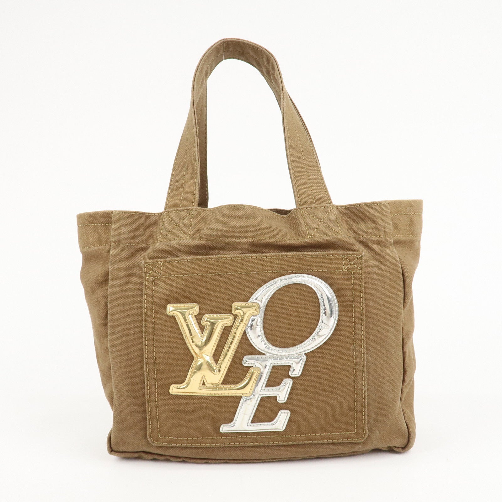 Louis Vuitton That
s Love Canvas Tote PM Brown Gold M95469 Used