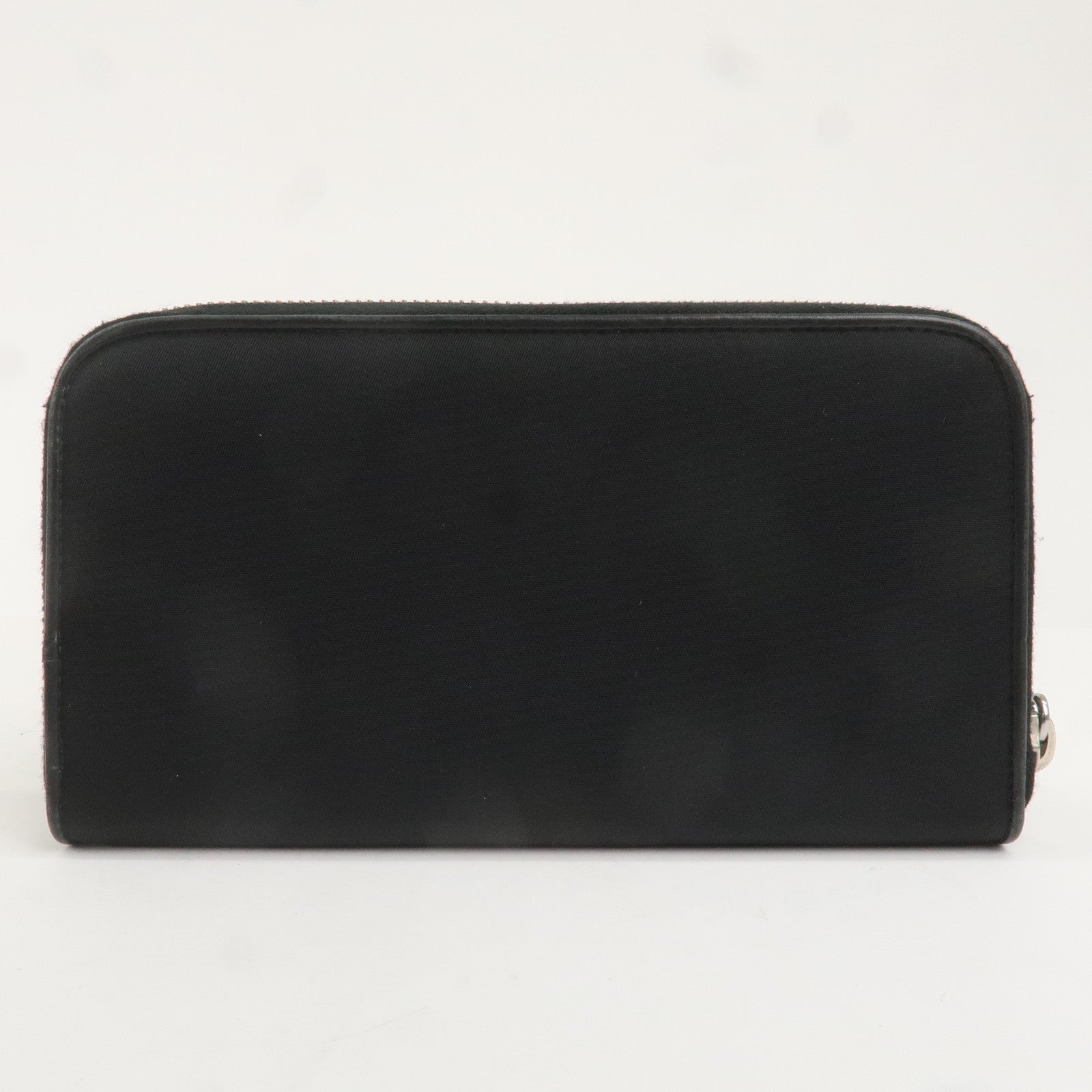 PRADA Evening Bear Nylon Leather Zippy Long Wallet Black