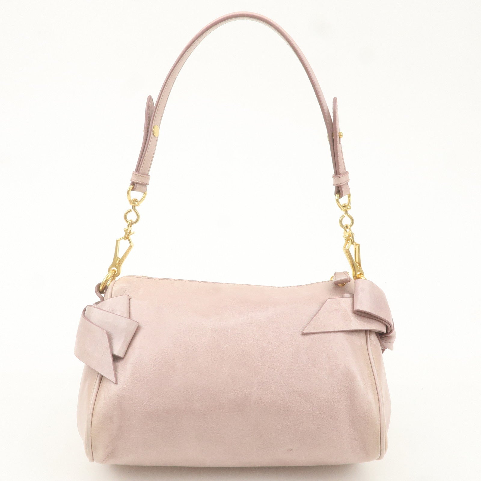 MIU MIU Leather Ribbon Shoulder Bag Hand Bag Pink