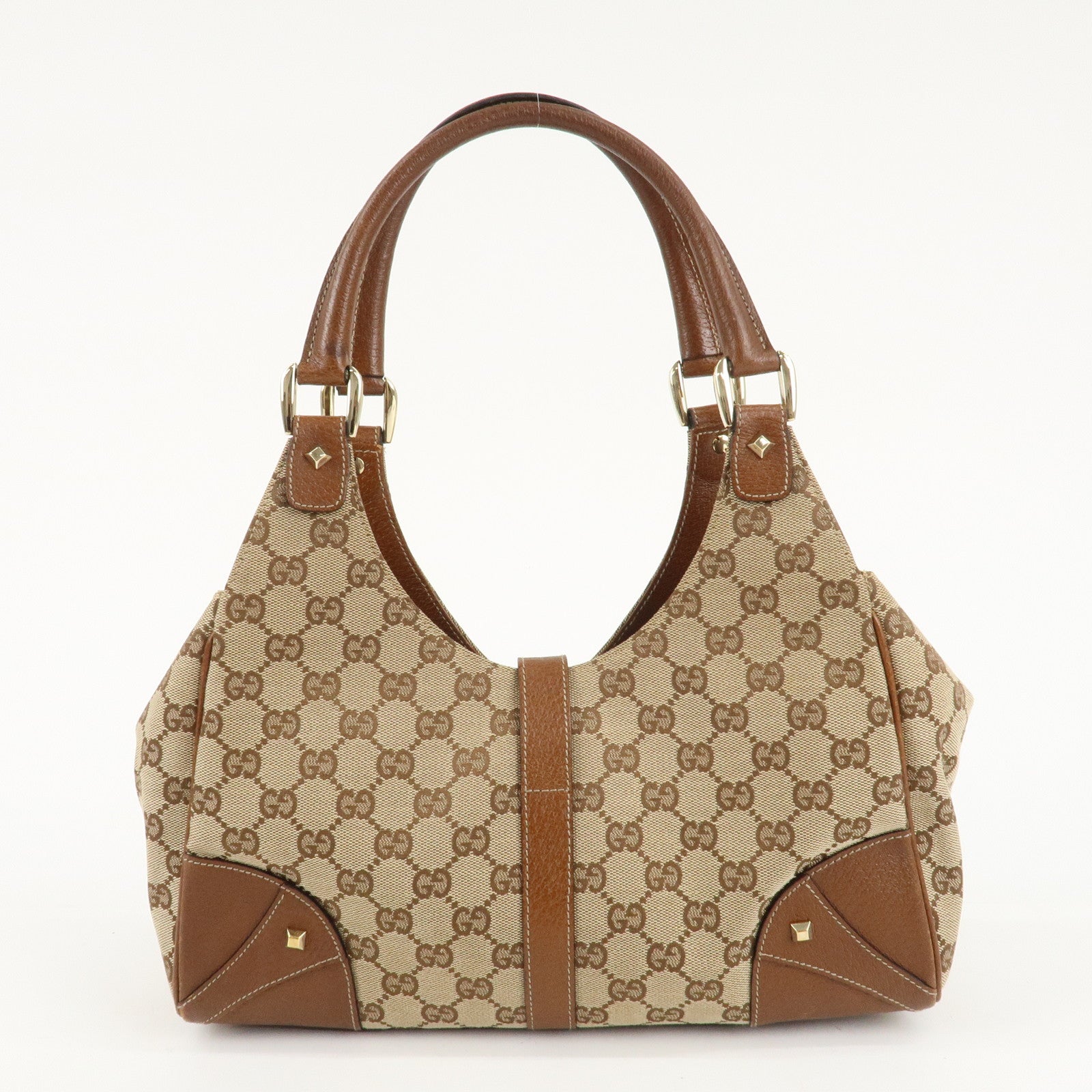 GUCCI New Jackie GG Canvas Leather Shoulder Bag Brown 124407 Used