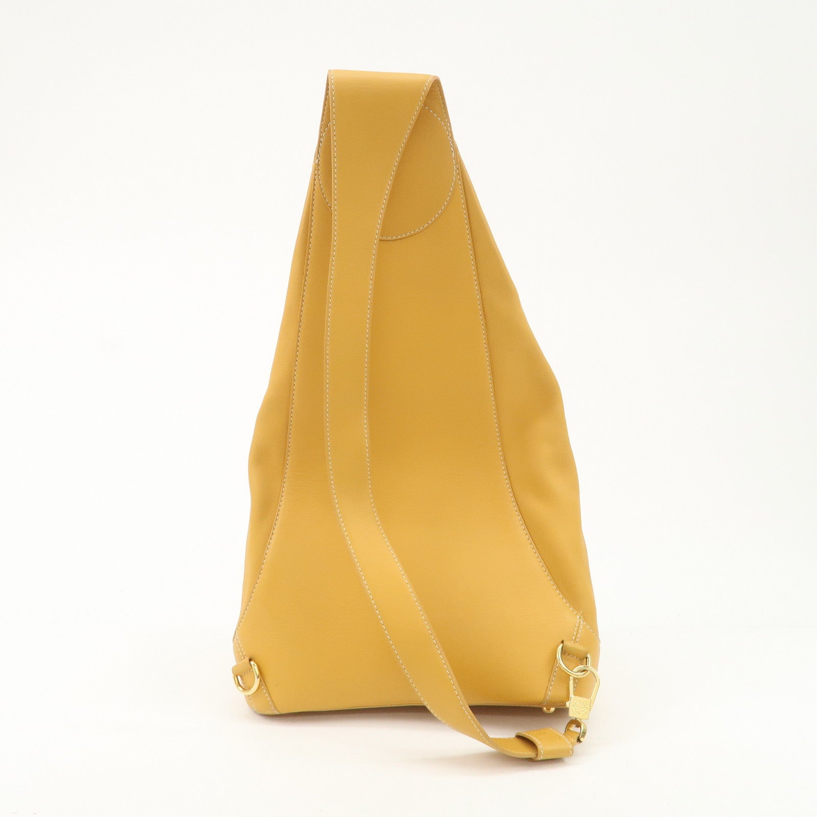 LOEWE Leather Anton Backpack Rucksack Shoulder Bag Yellow Used