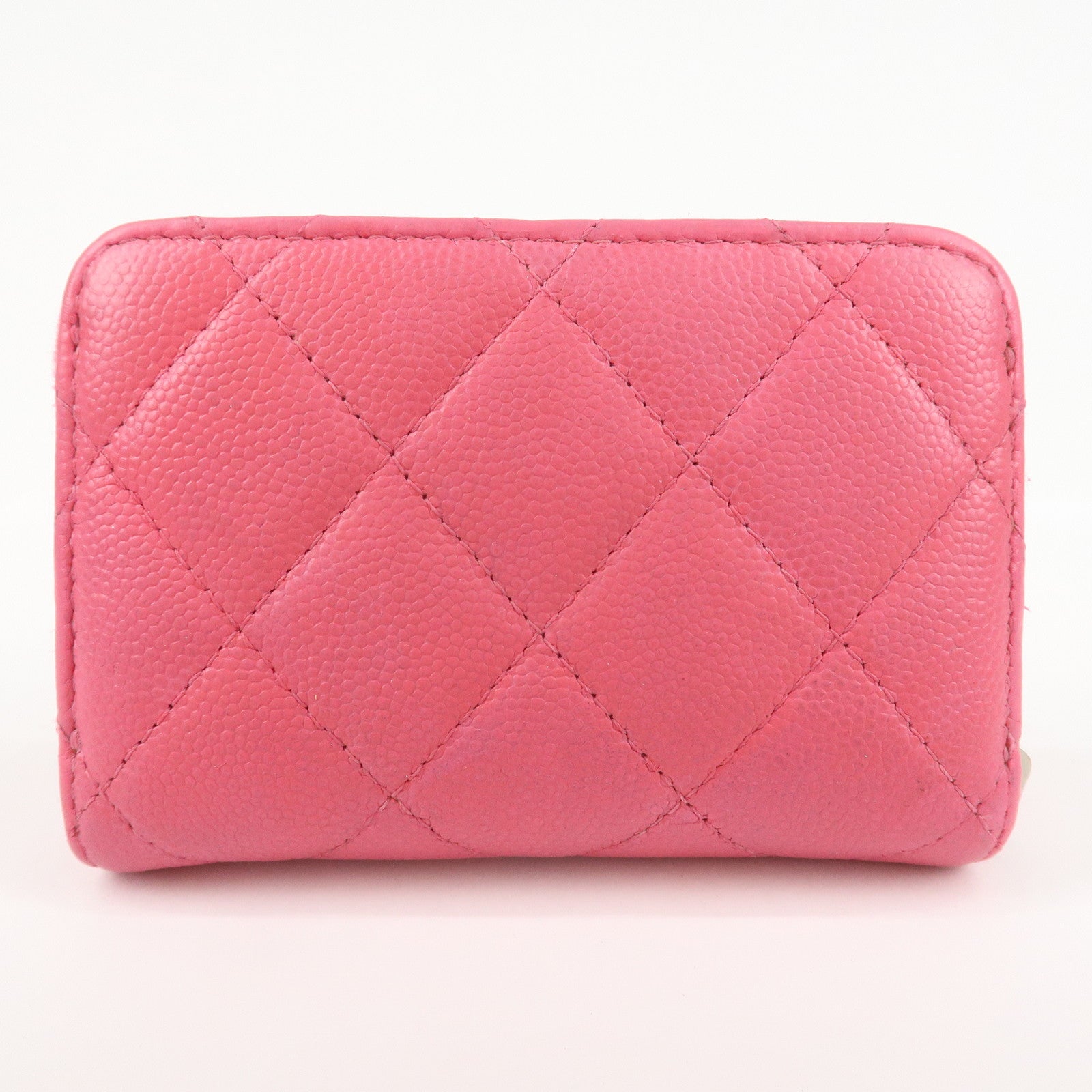 CHANEL Matelasse Caviar Skin Zippy Around Coin Purse Pink