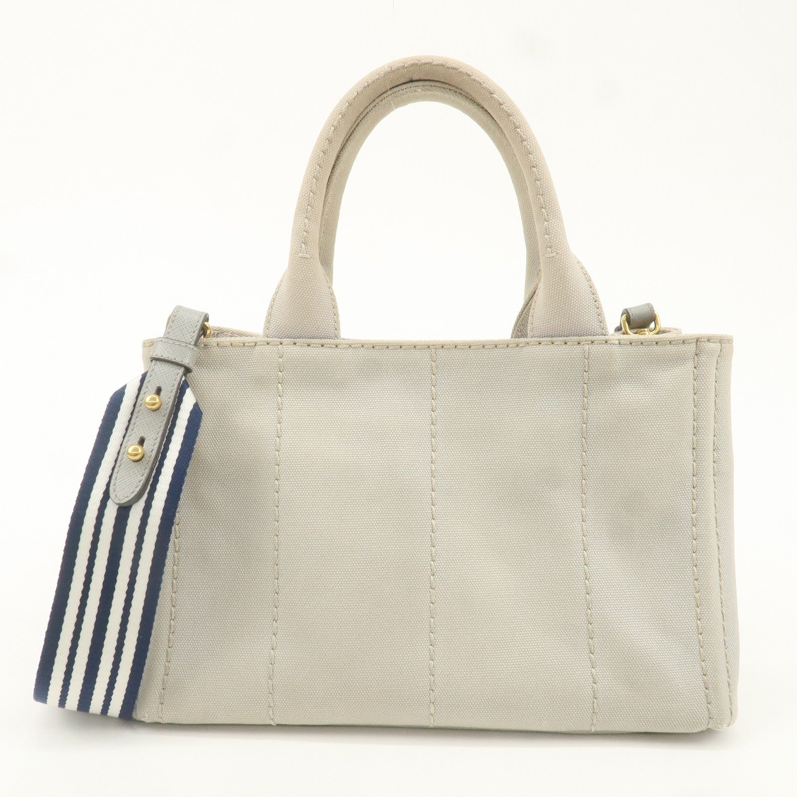 PRADA Canapa Mini Canvas 2Way Shoulder Hand Bag Gray 1BG439