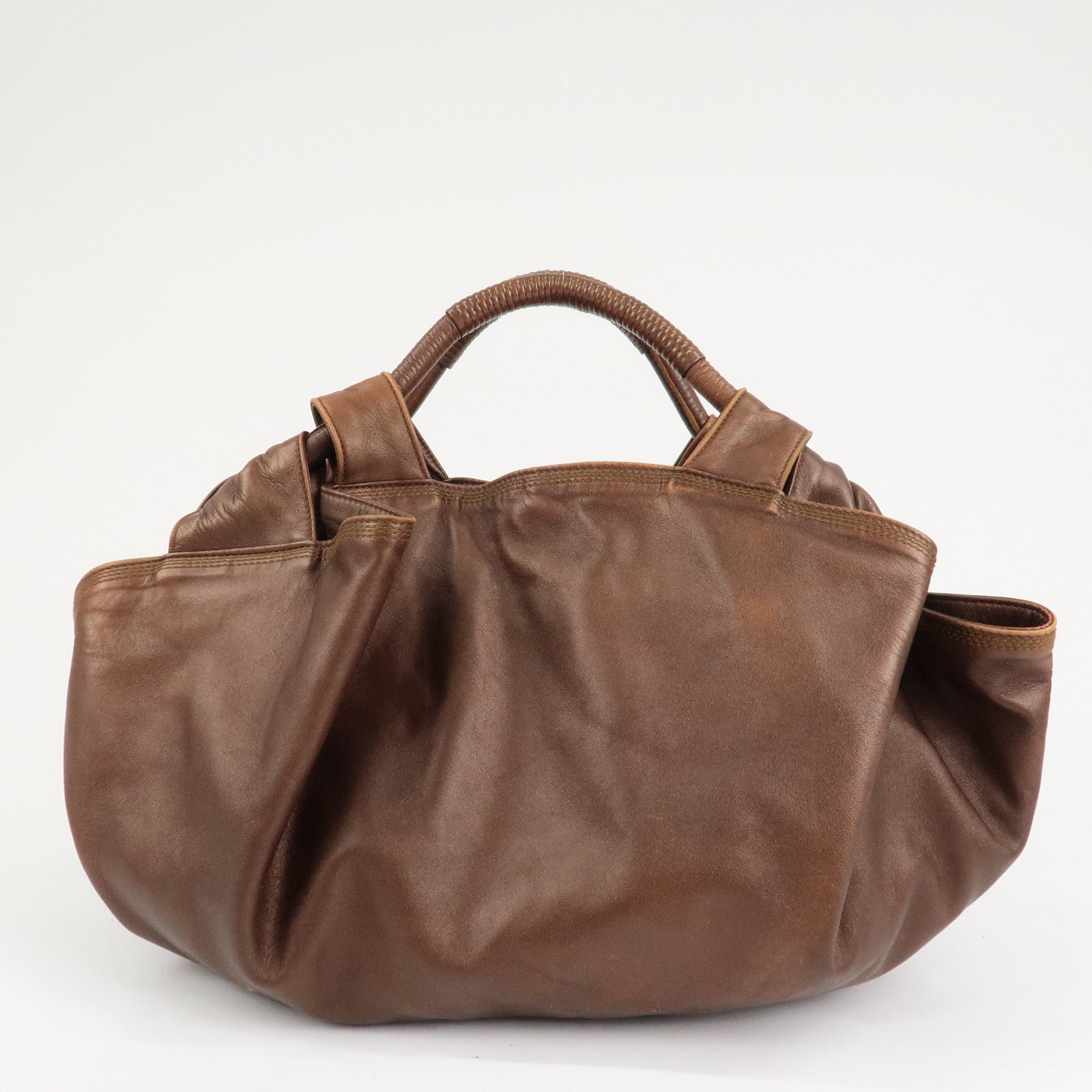 LOEWE Anagram Leather Nappa Aire Hand Bag Brown Used