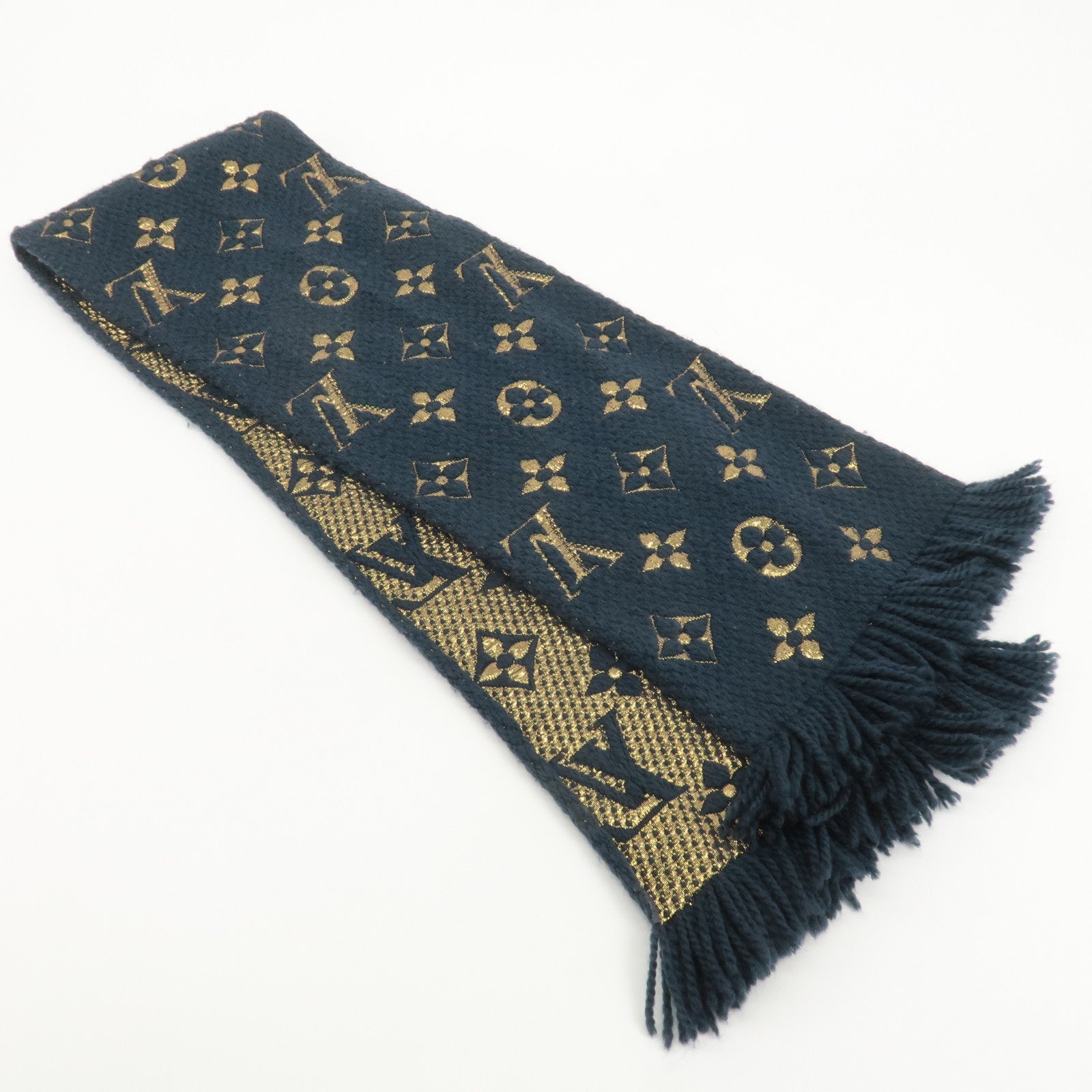 Louis Vuitton Escharpe Logomania Shine Scarf Navy M70815 Used