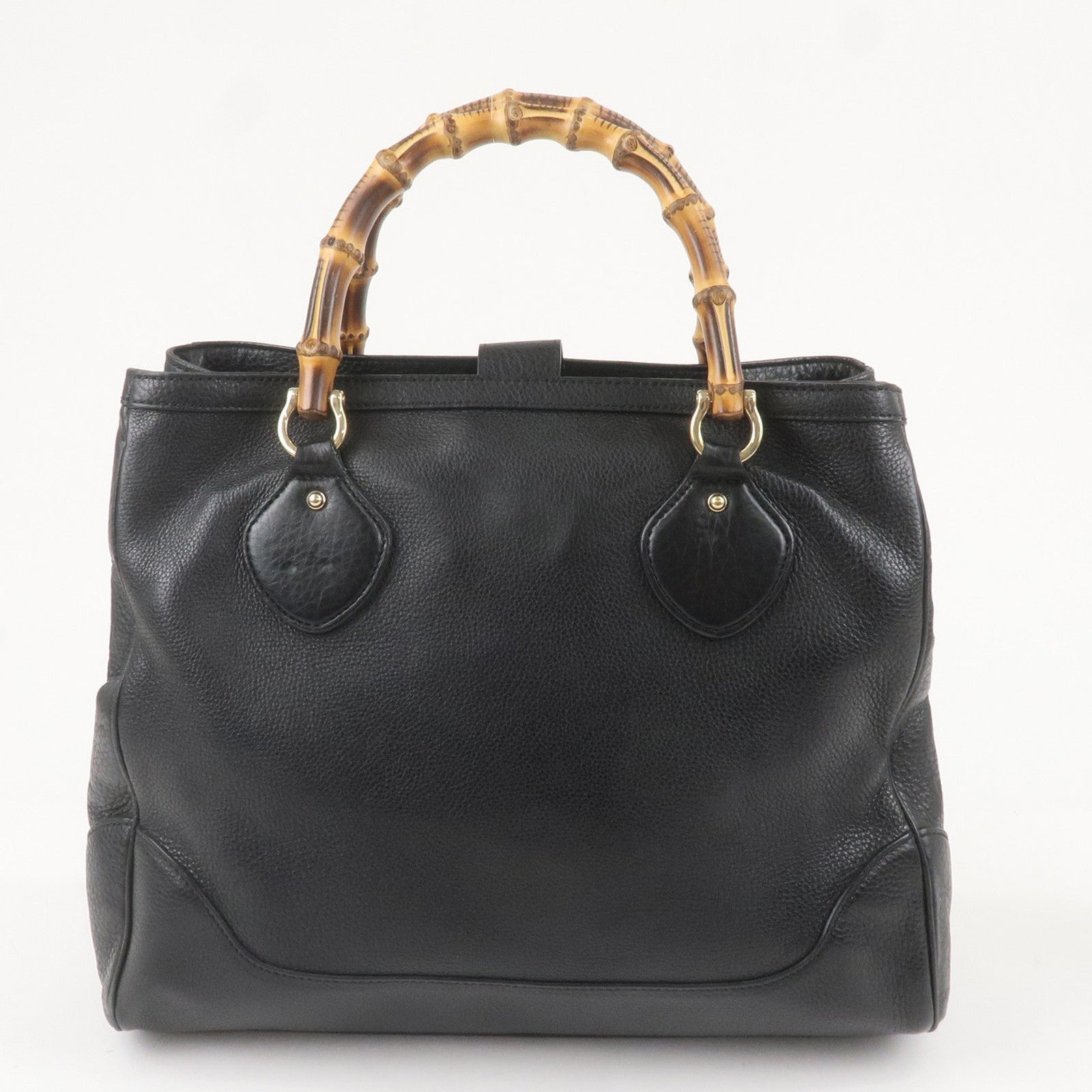 GUCCI Bamboo Leather Tote Bag Black 282317