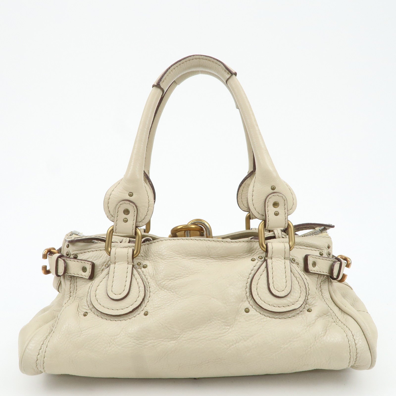 Chloe Paddington Leather Shoulder Bag Hand Bag Ivory Used