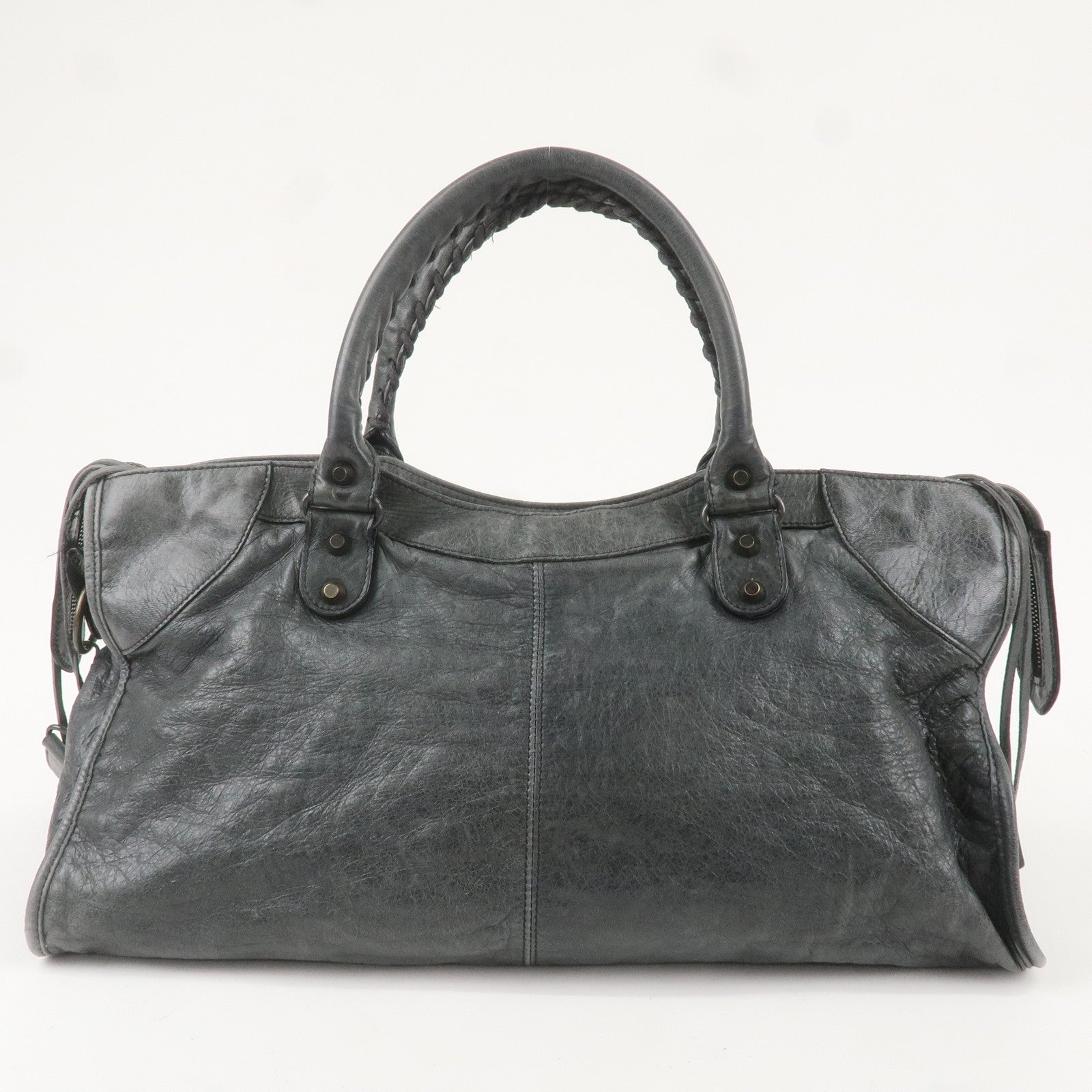 BALENCIAGA The Part Time Leather 2Way Hand Bag Gray 168028