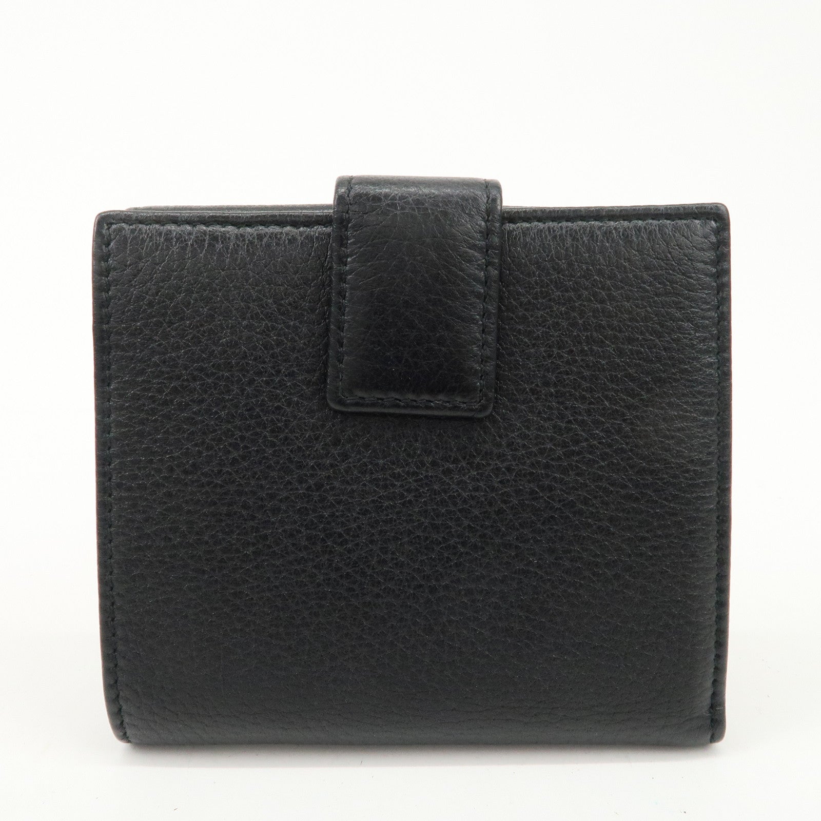 GUCCI Bamboo Leather W Hook Bi-fold Wallet Black 233049