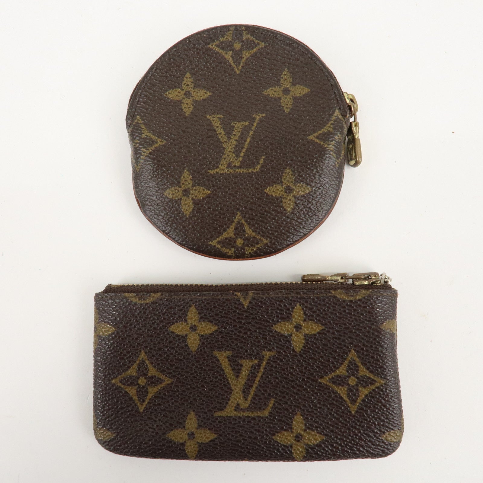 Louis Vuitton Set of 2 Monogram Coin Case Brown M62650 M61926 Used