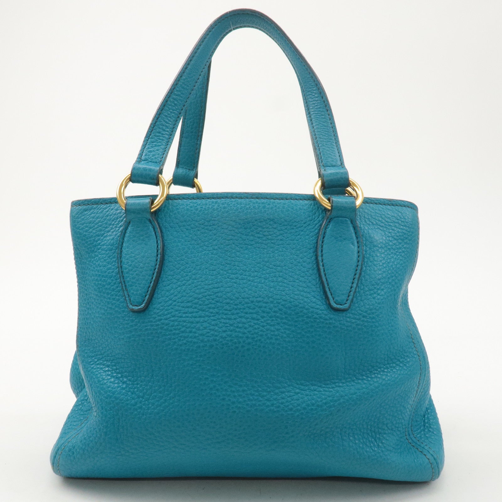 MIU MIU Leather 2Way Bag Hand Bag Shoulder Bag Turquoise Blue