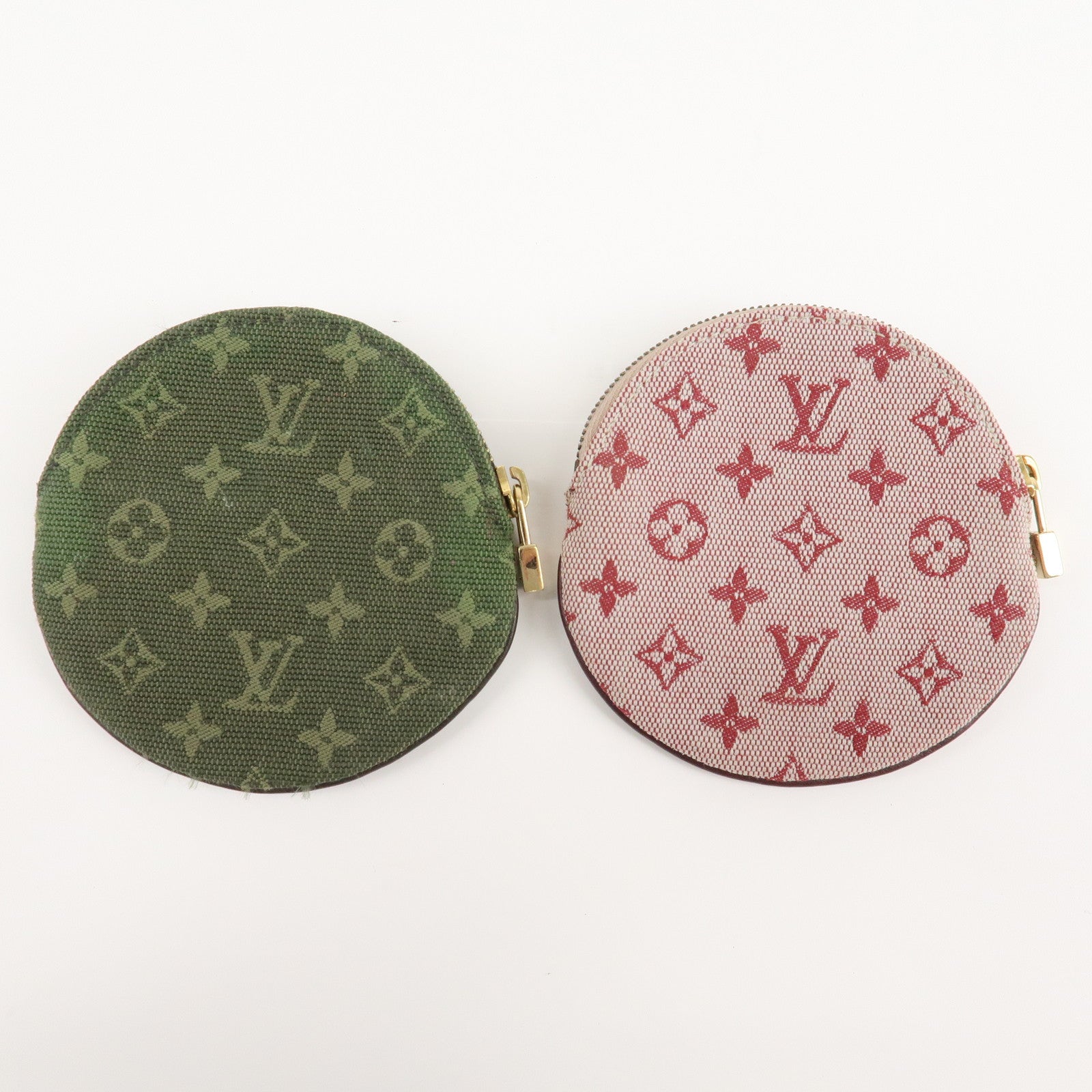 Louis Vuitton Monogram Mini Set of 2 Porte Monnaie Round Coin Case Used