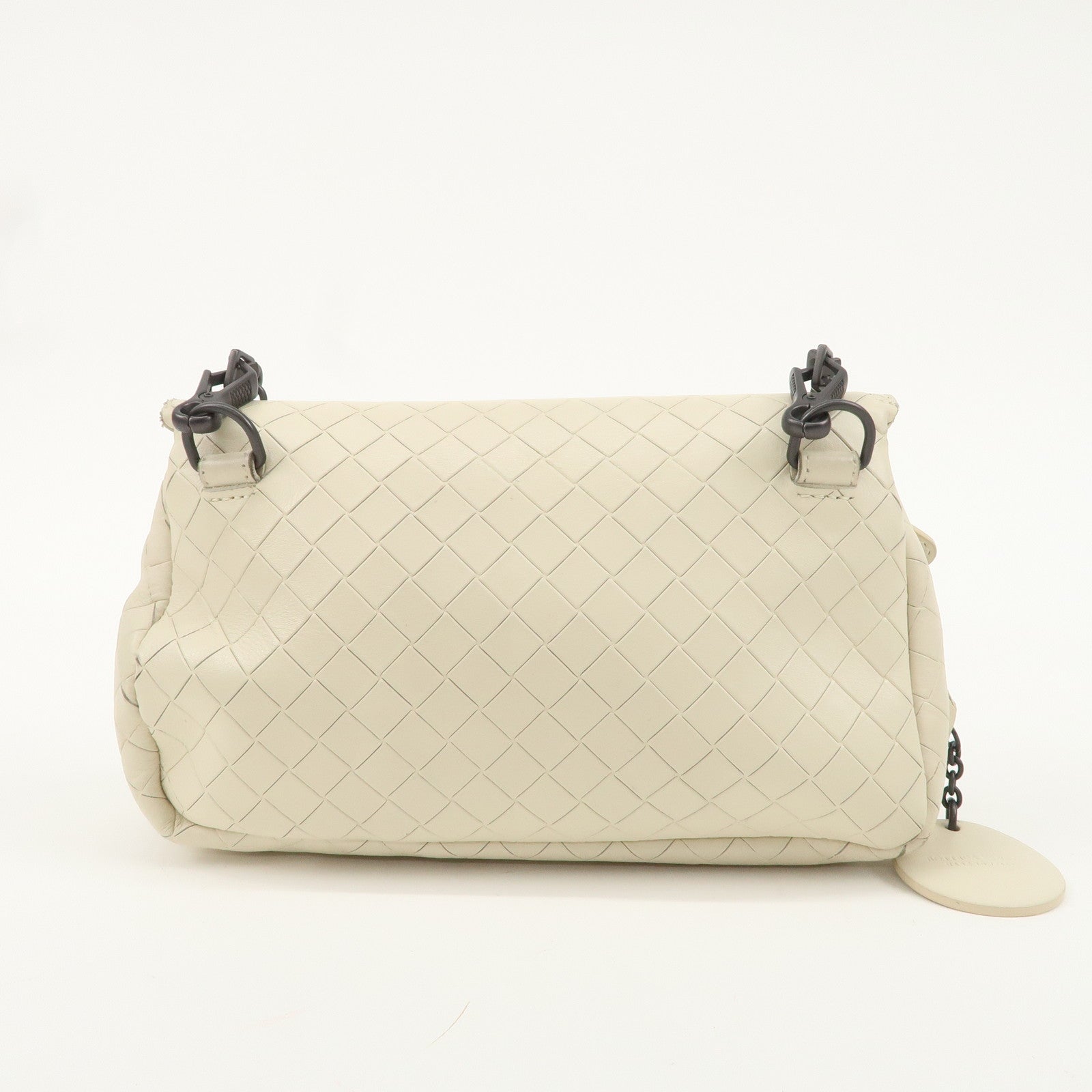 BOTTEGA VENETA Intreccio Mirage Leather Shoulder Bag White