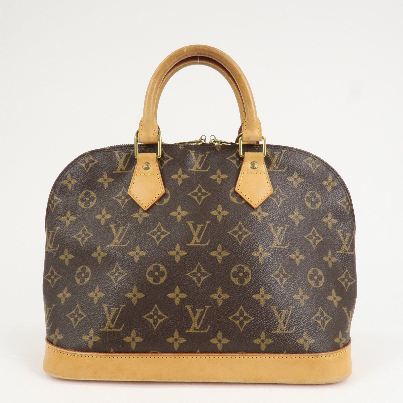 Louis Vuitton Monogram Alma Hand Bag Brown Gold Hardware M51130 Used