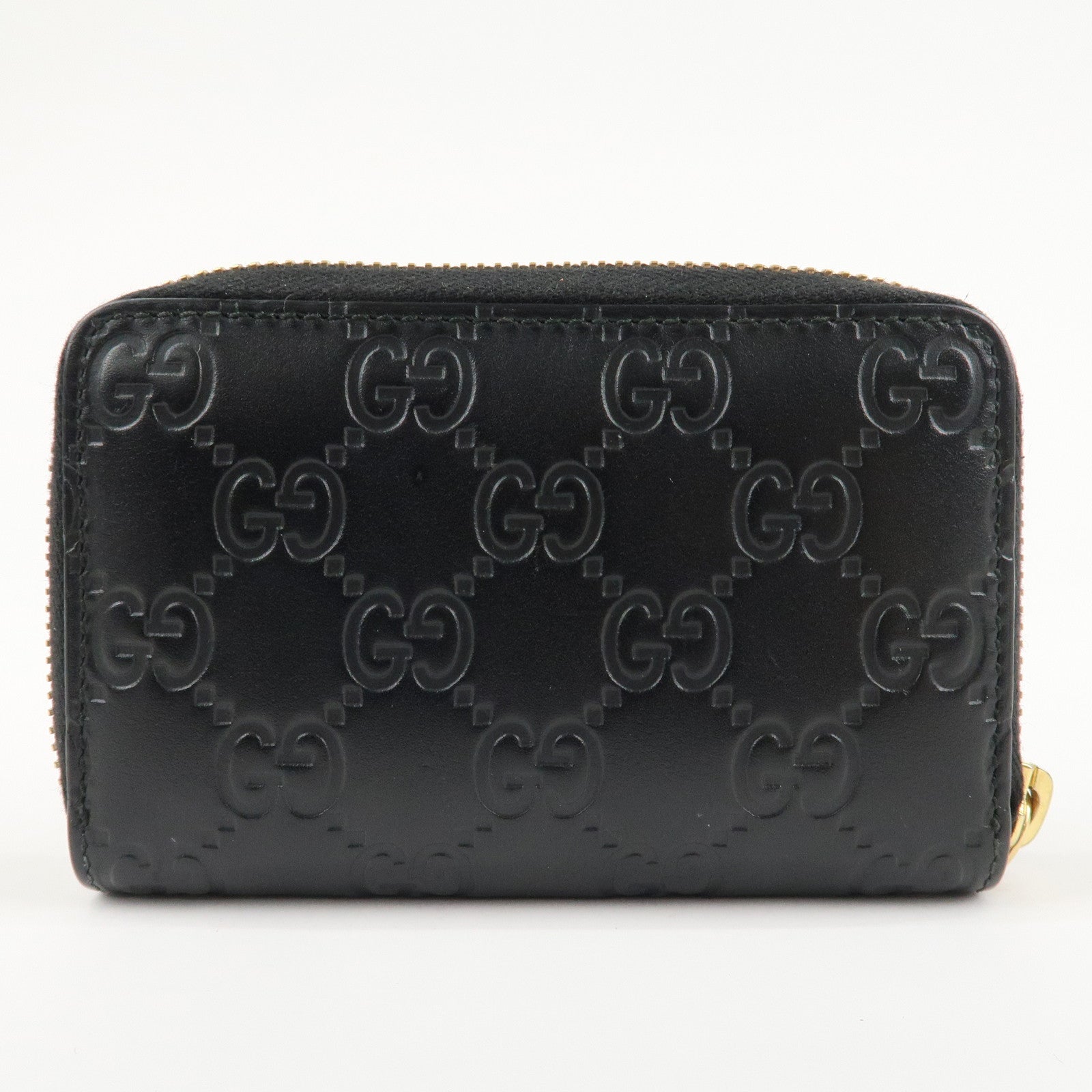 GUCCI Guccissima Leather Card Case Black 447939 Used