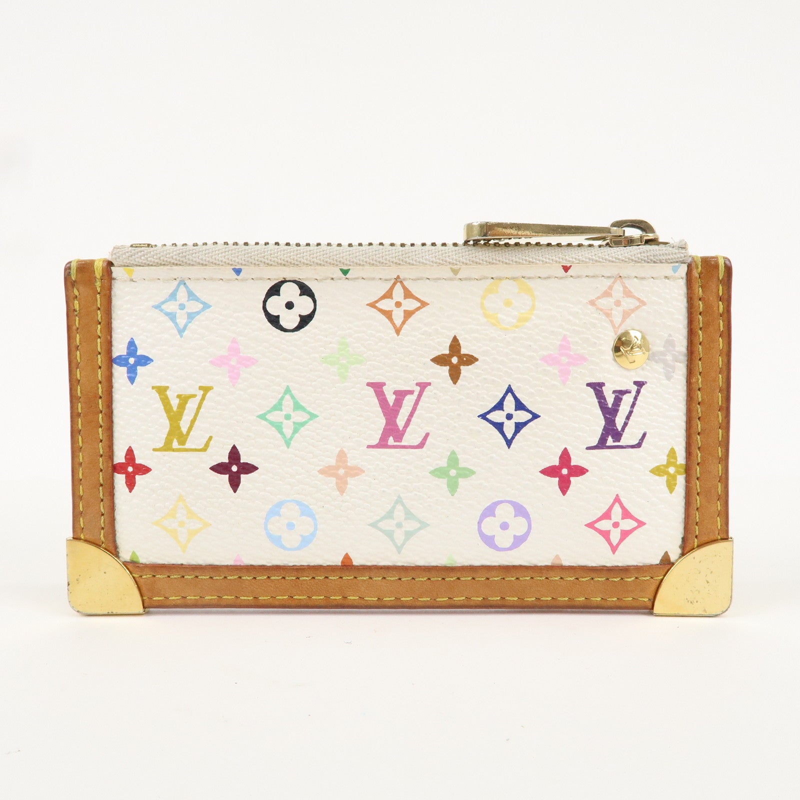 Louis Vuitton Monogram Multicolor Pochette Cles Blanc M92655