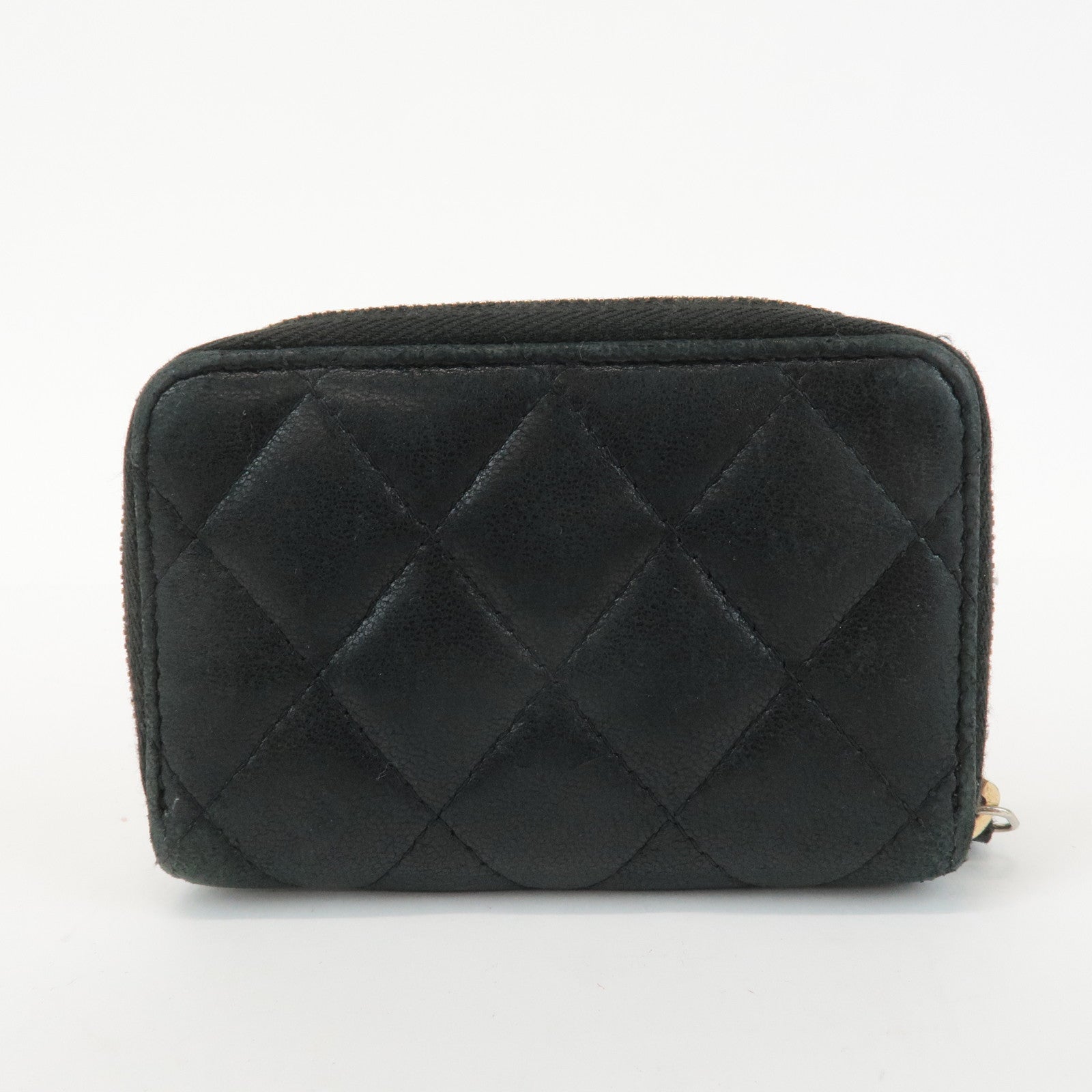 CHANEL Caviar Skin Round Zipper Coin Case Black A69271 Used