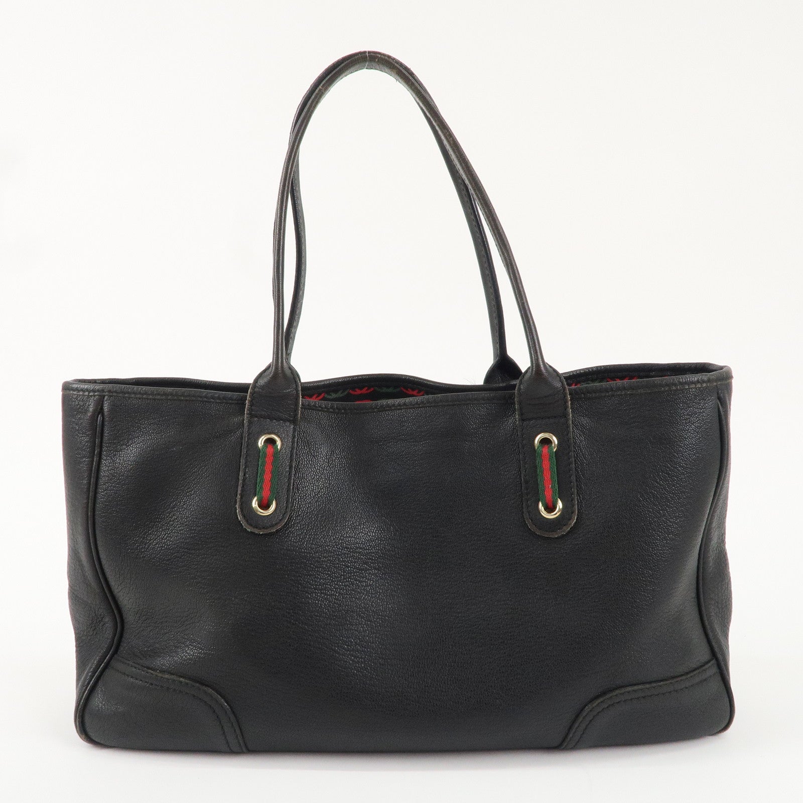 GUCCI Princy Sherry Leather Tote Bag Black 163805