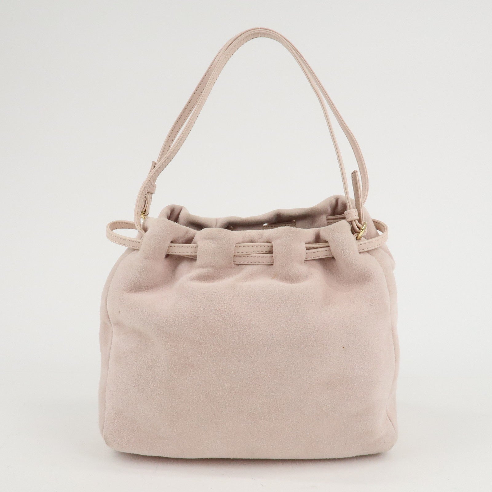 LOEWE Anagram Suede Leather Hand Bag Pink Beige Used