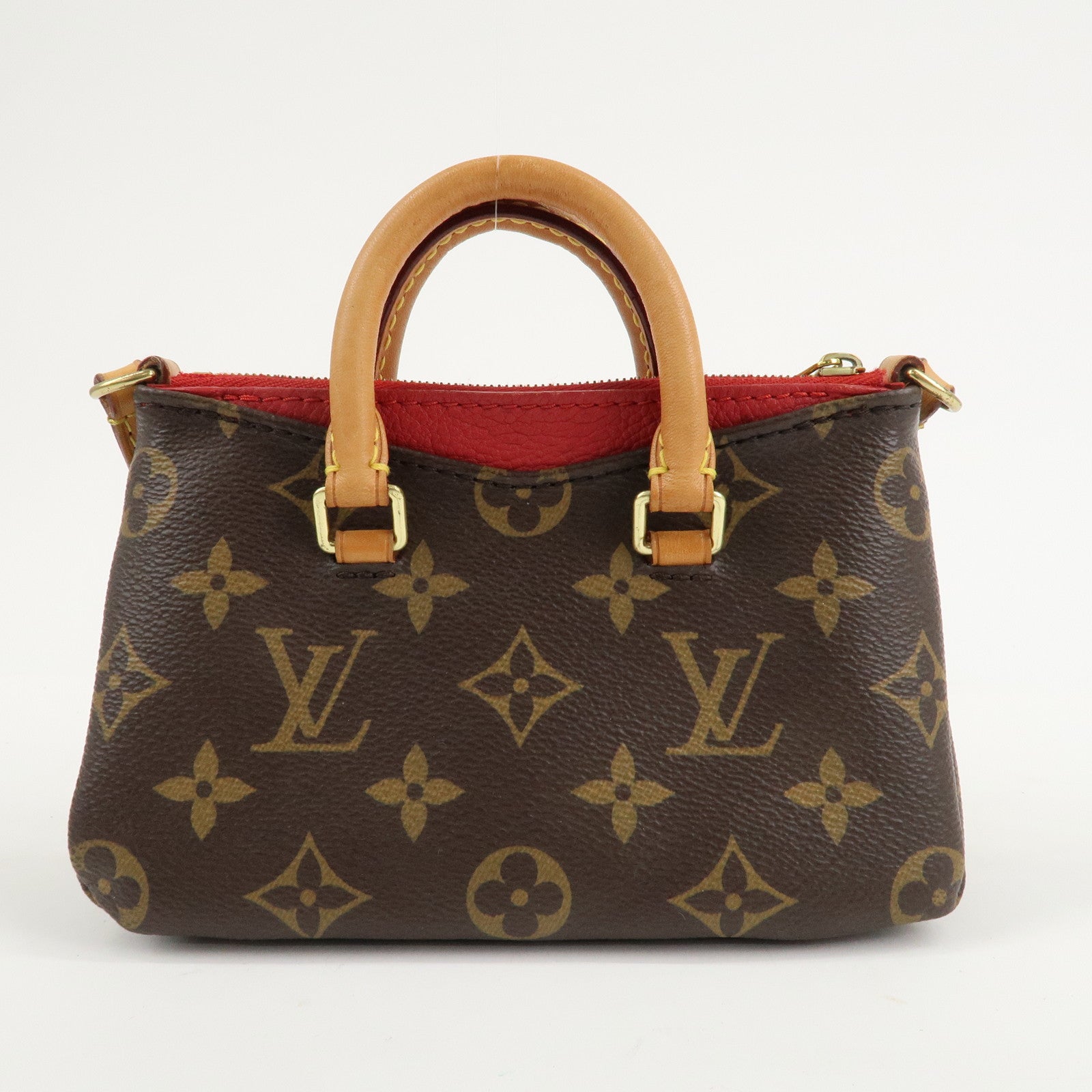 Louis Vuitton Nano Pallas Shoulder Bag Brown Cerise M61254