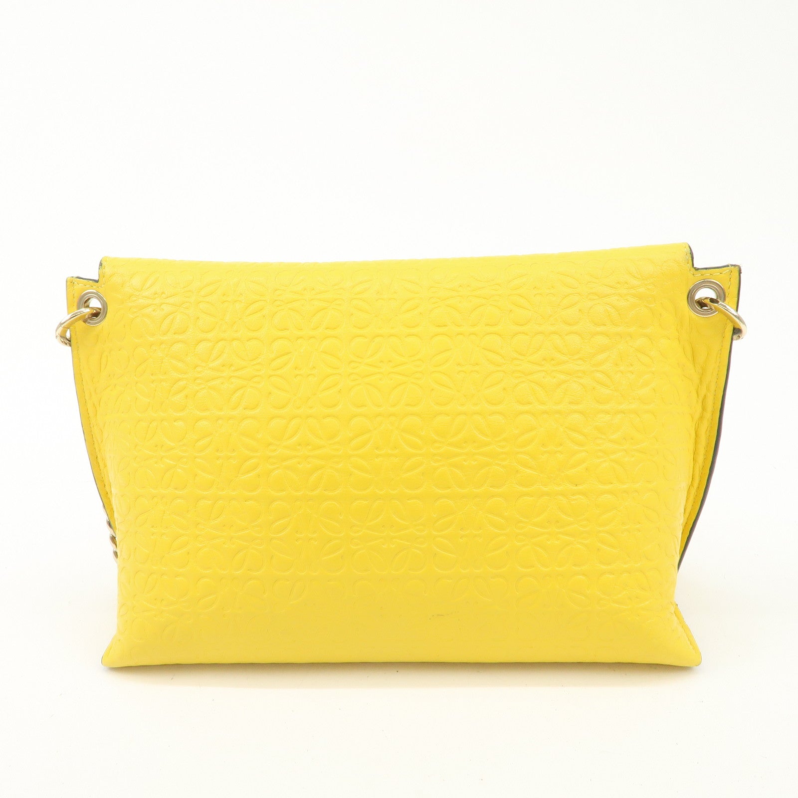 LOEWE Anagram Leather Avenue Chain Shoulder Bag Hand Bag Yellow