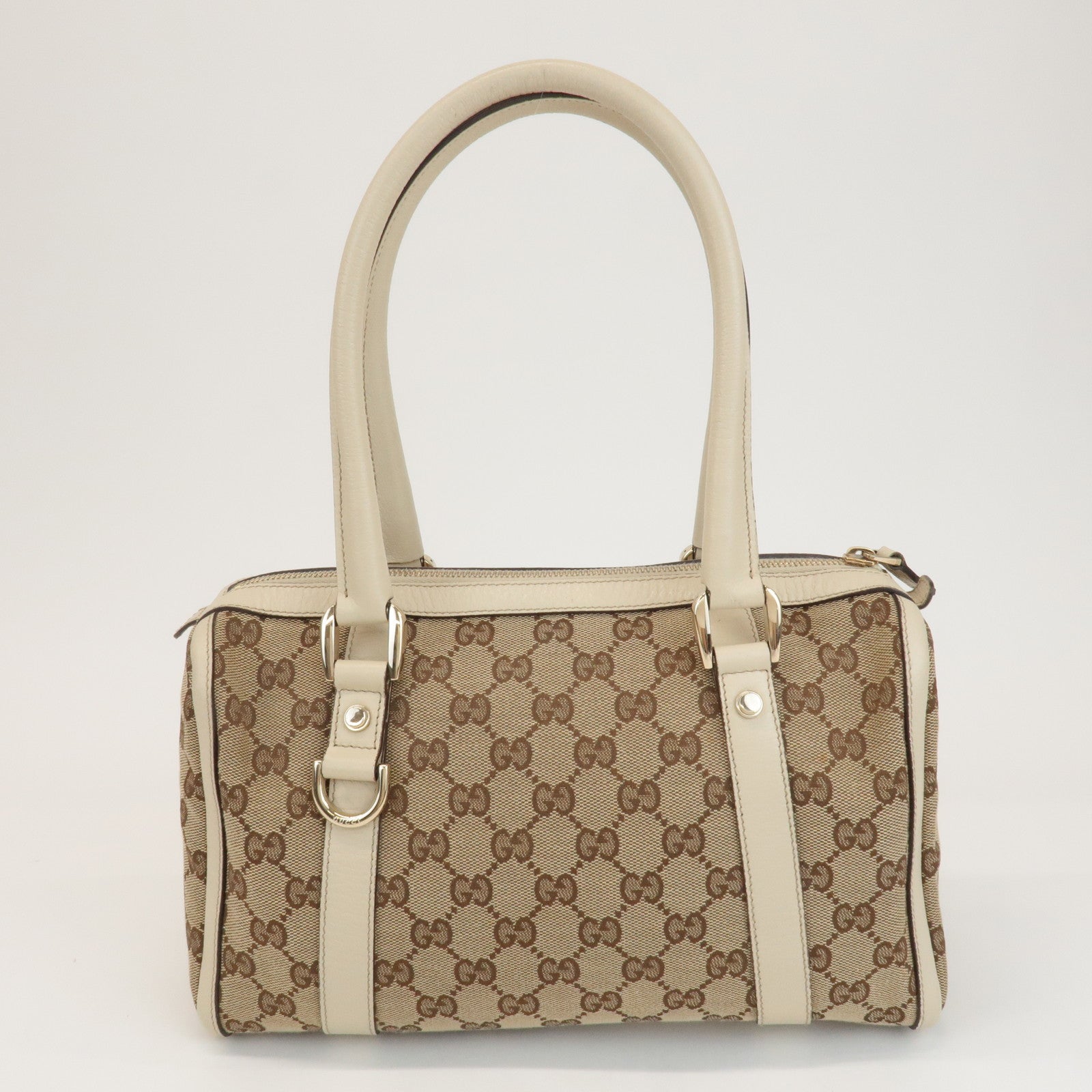 GUCCI Abbey GG Canvas Leather Hand Bag Beige Ivory 130942 Used