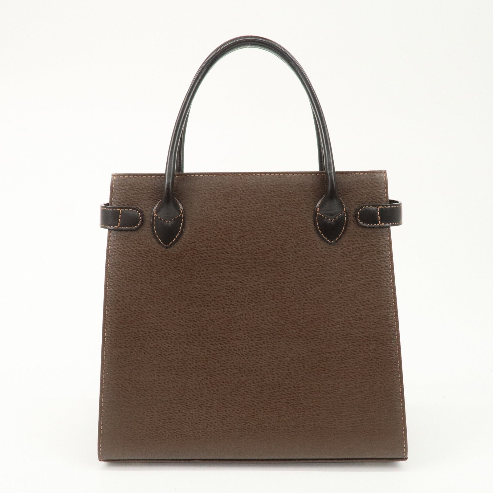 BURBERRY Leather Tote Bag Hand Bag Brown