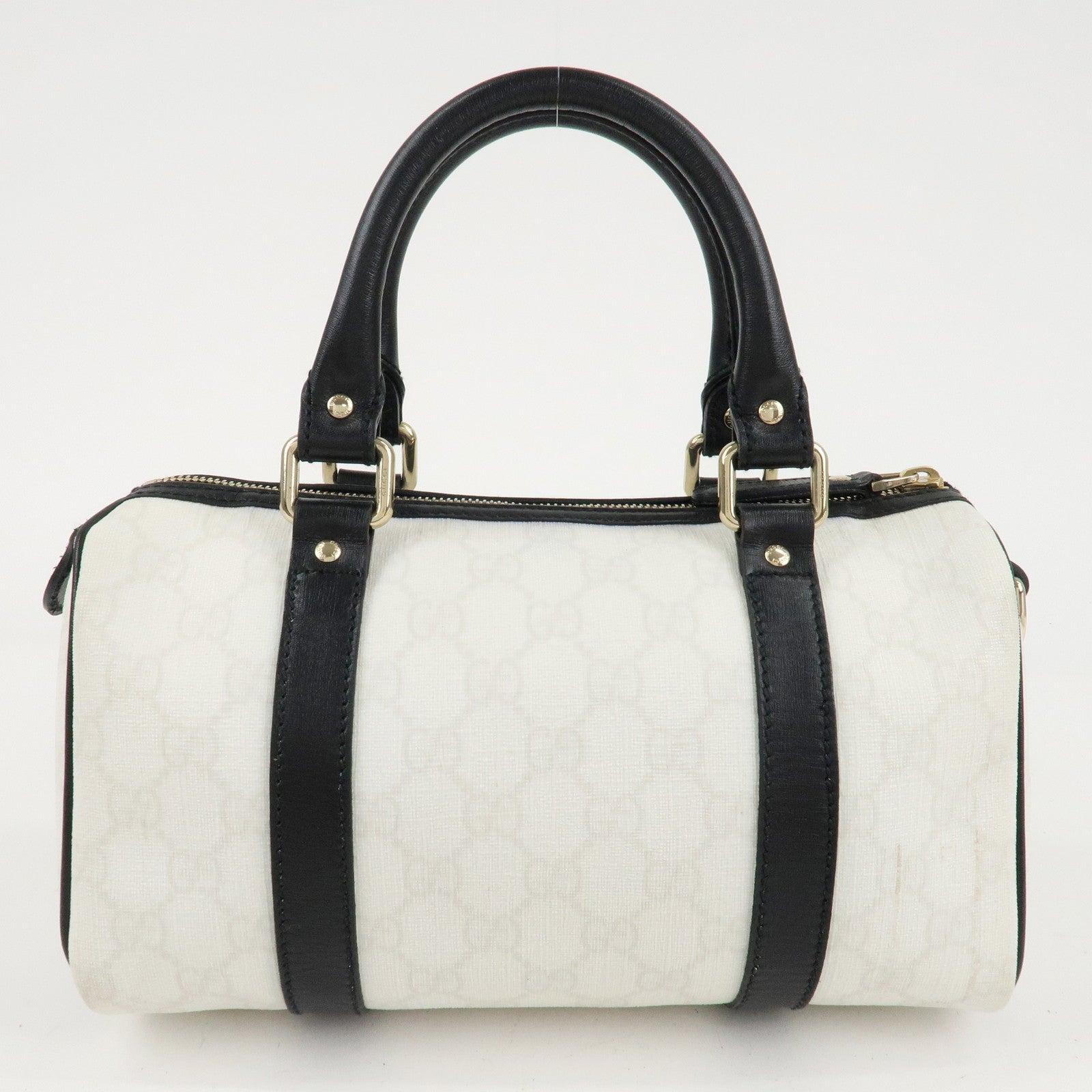 GUCCI GG Supreme Patent Leather Mini Boston Bag Ivory Black 193604 Used