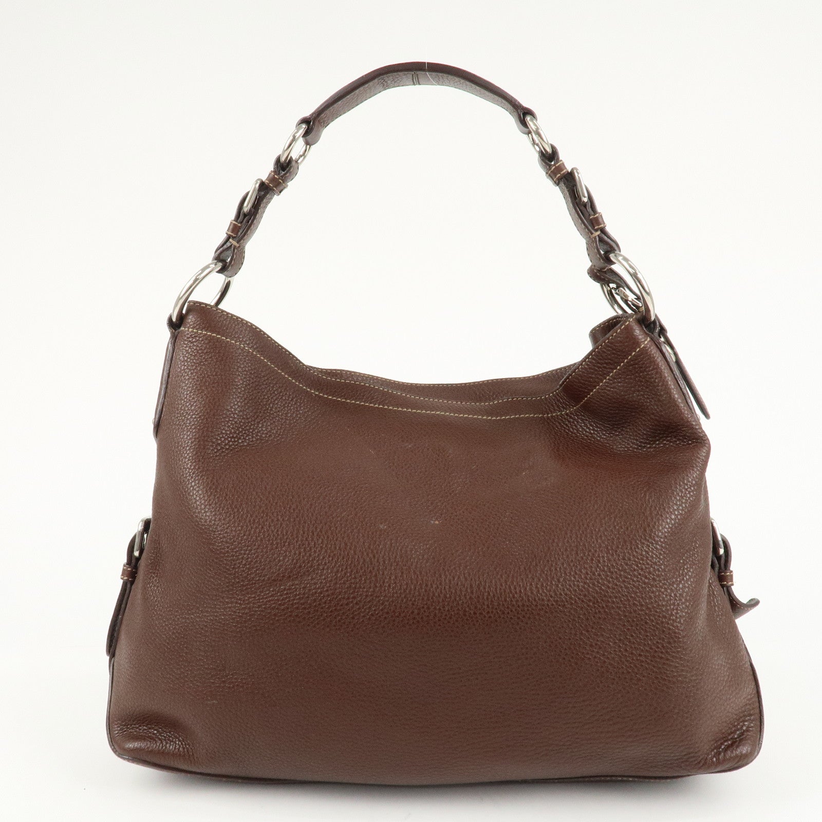 PRADA Leather Shoulder Bag Brown BR3408