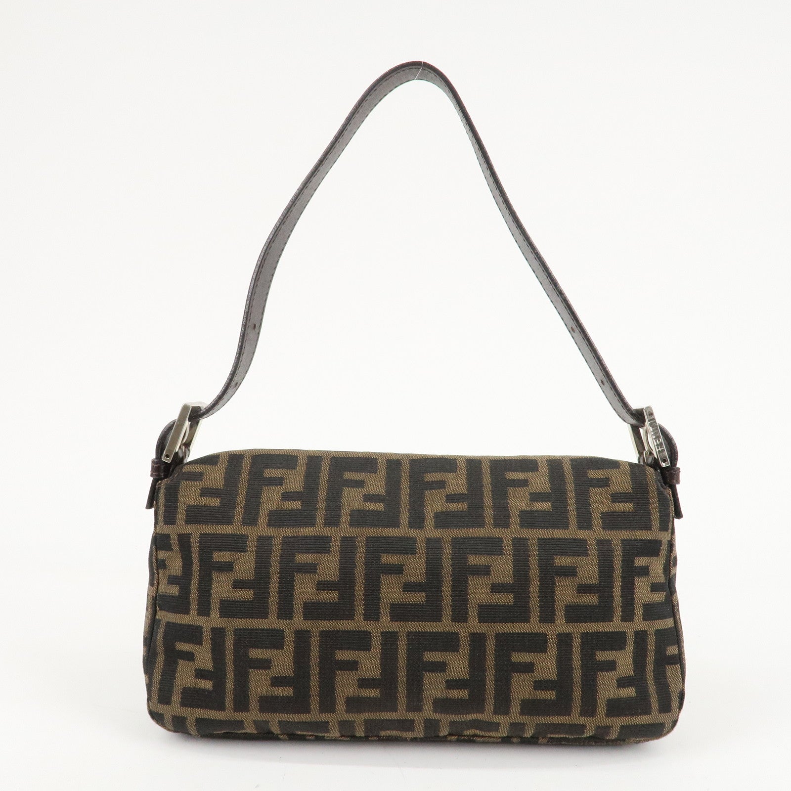 FENDI Mamma Baguette Canvas Shoulder Bag Brown Black 26424 Used