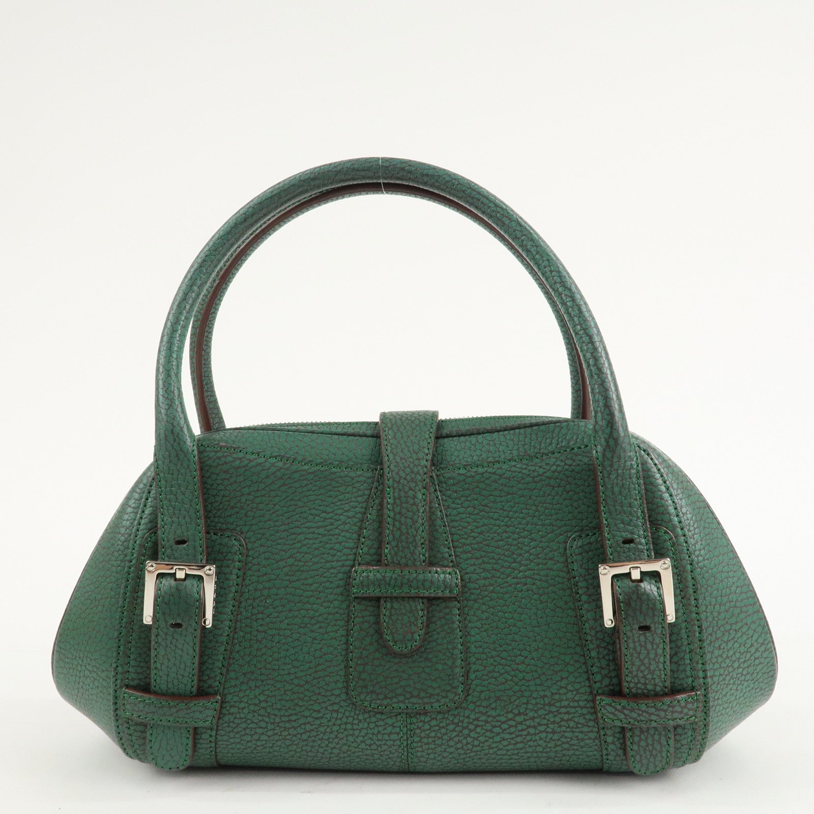 LOEWE Senda Leather Shoulder Bag Hand Bag Green Used