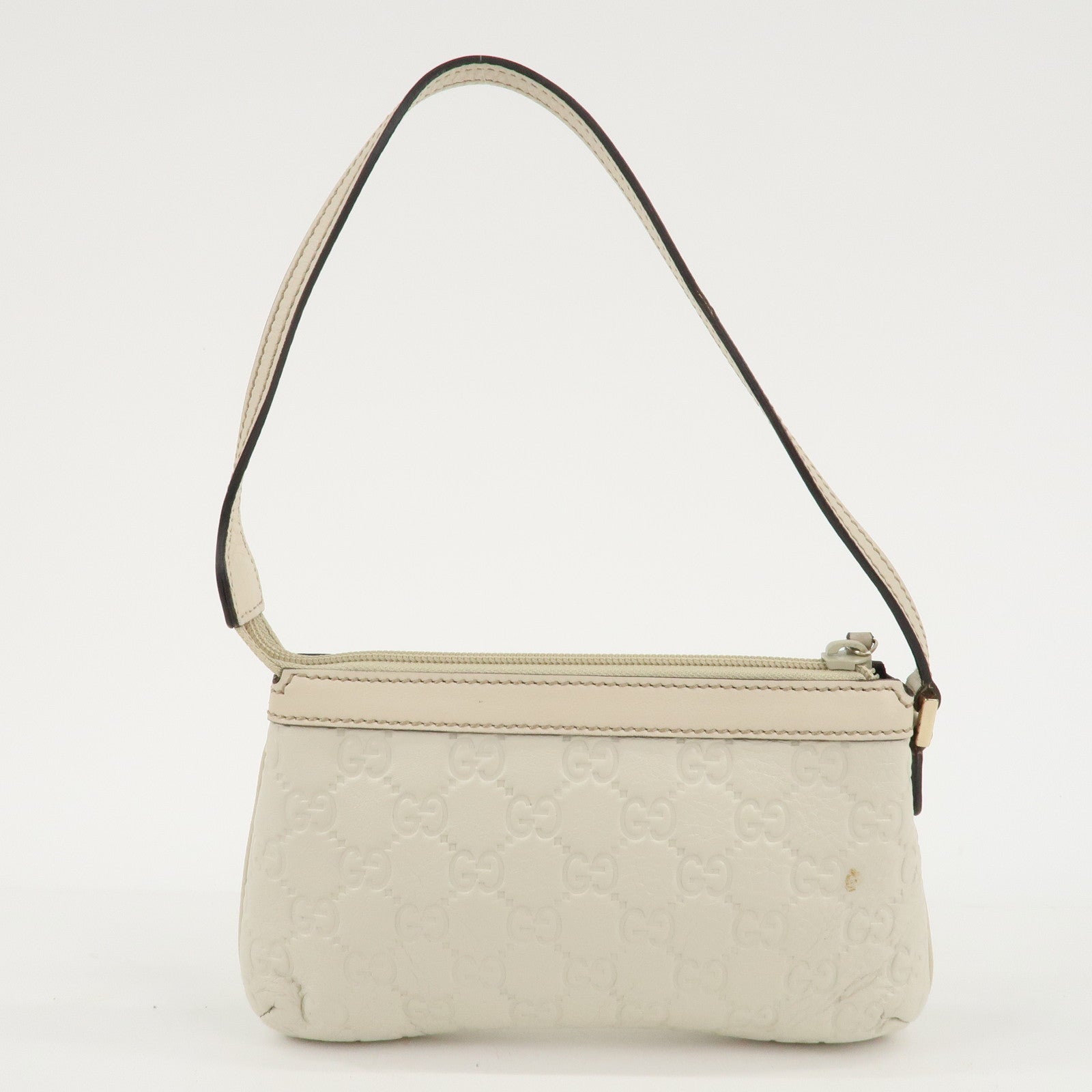 GUCCI Guccissima Leather Pouch Shoulder Bag Ivory 272381 Used