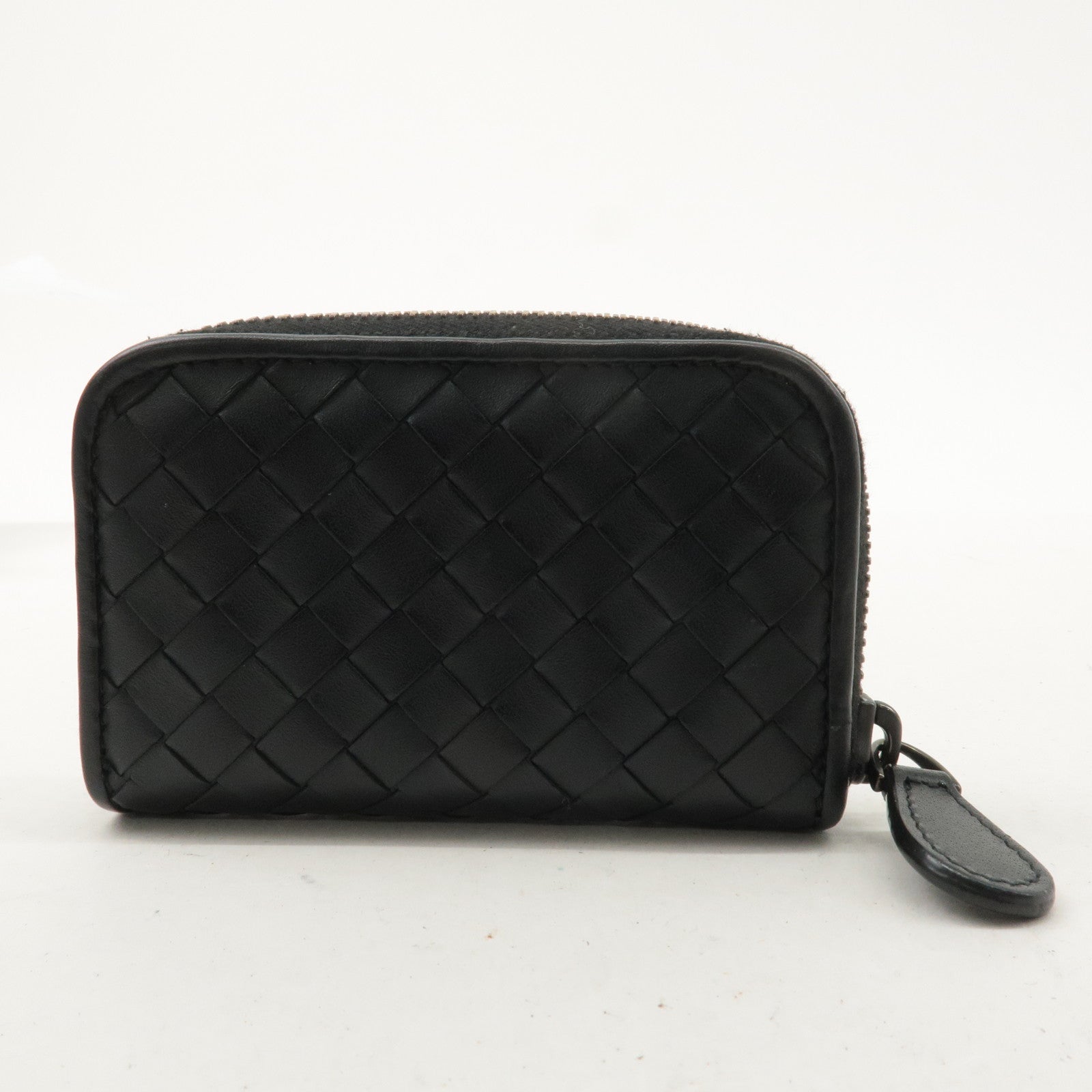 BOTTEGA VENETA Intrecciato Leather Coin Case Black 114075