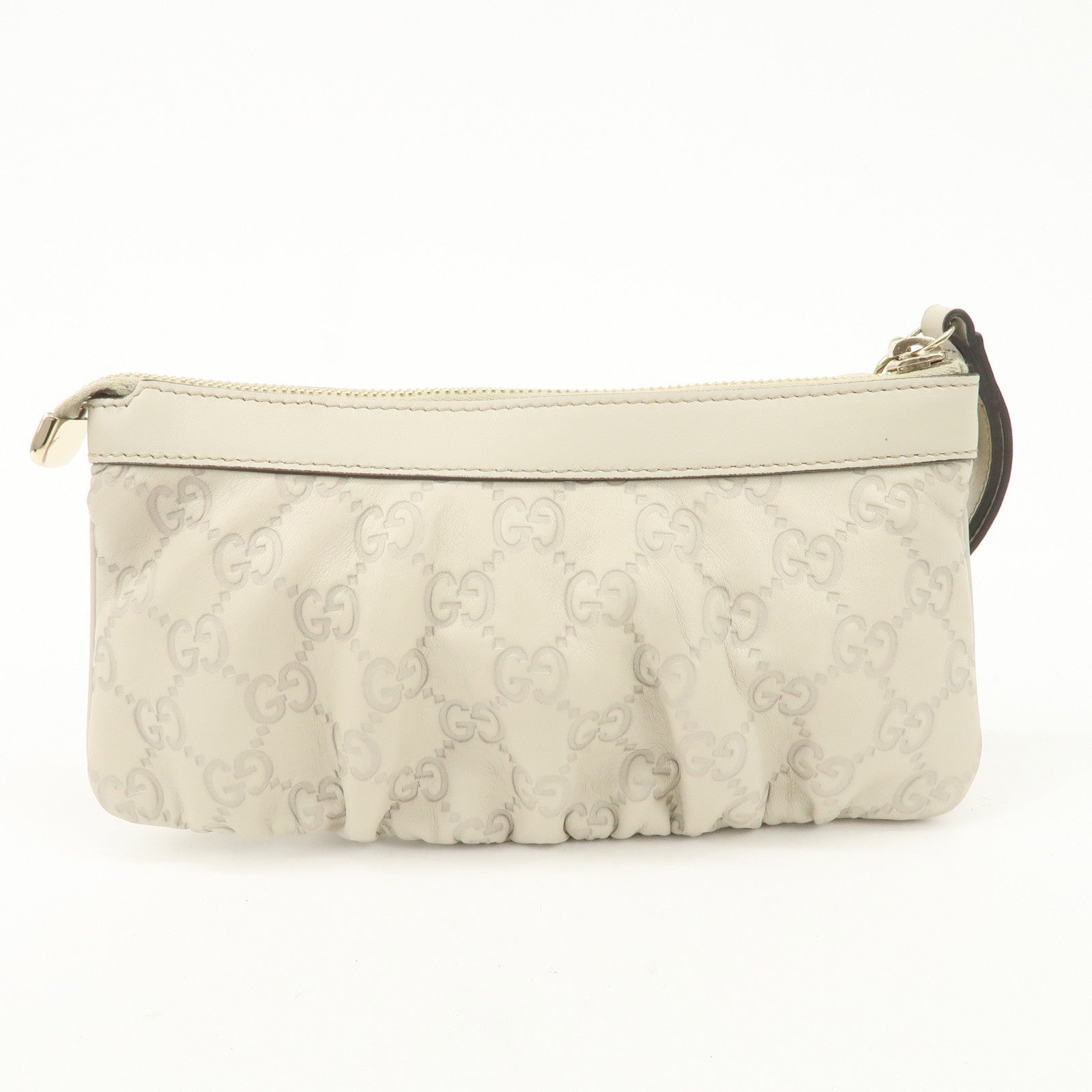 GUCCI Guccissima Guccissima Leather Pouch Ivory 212203 Used