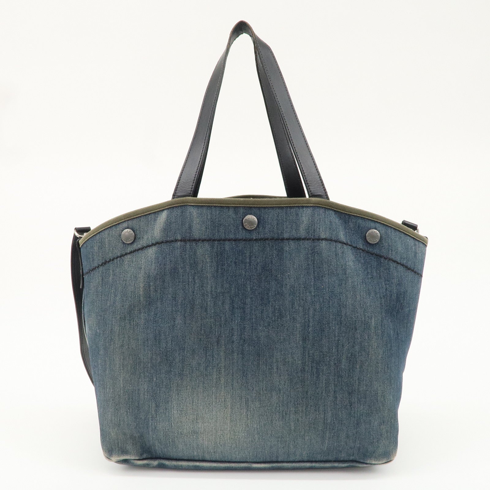 PRADA Denim Leather 2way Shoulder Bag Blue