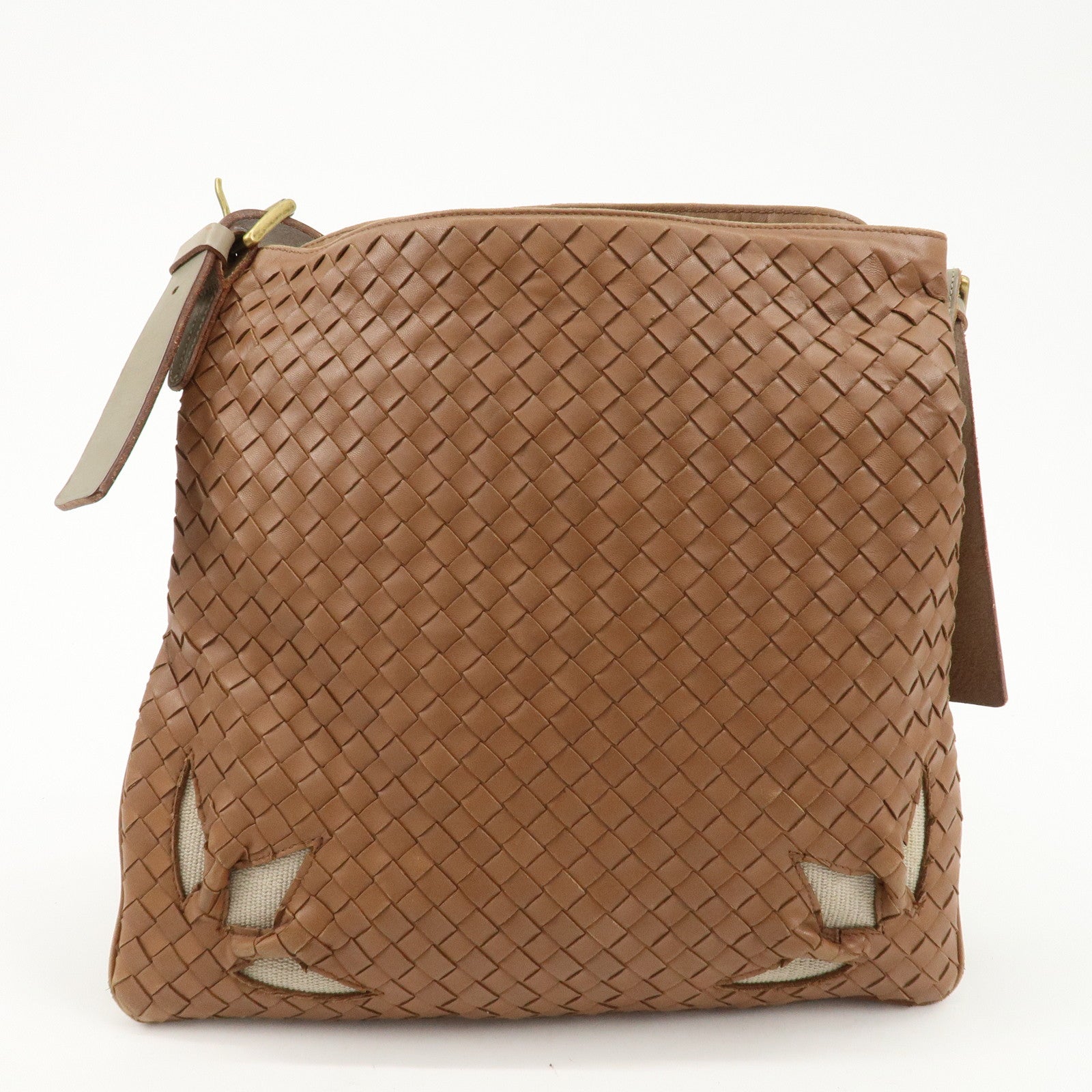 BOTTEGA VENETA Intrecciato Leather Shoulder Bag Brown