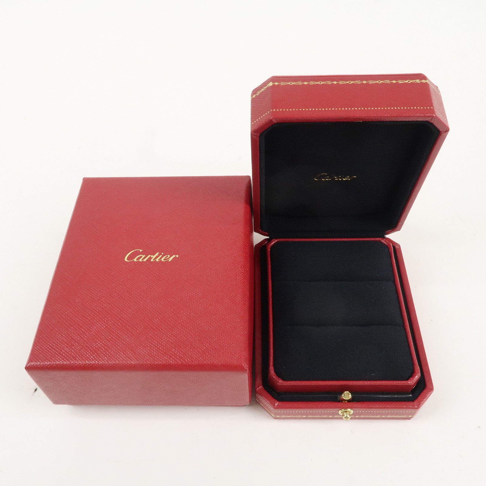 Cartier Set of 2 Pair Ring Box Display Box Jewelry Box Red