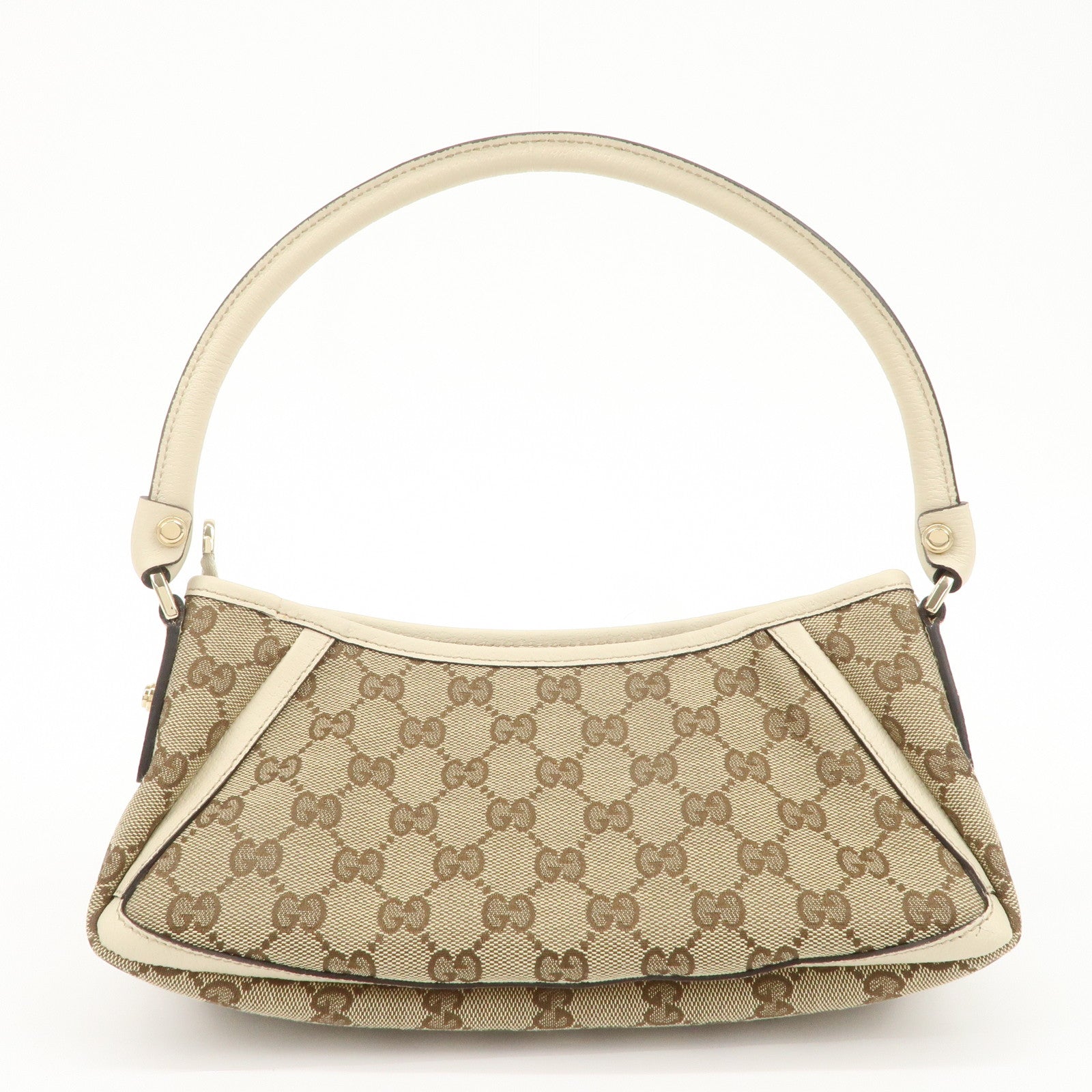 GUCCI Abbey GG Canvas Leather Shoulder Bag Beige Ivory 130939 Used