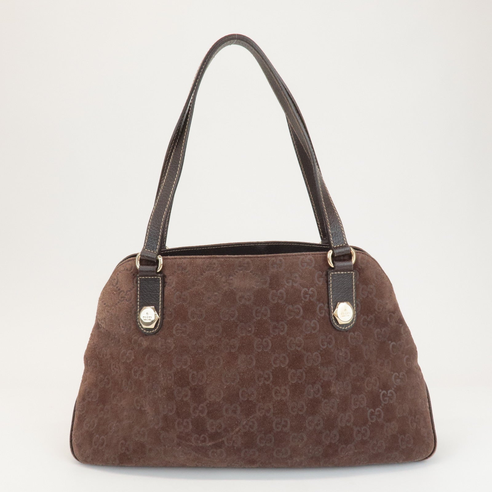 GUCCI GG Suede Tote Bag Hand Bag Brown 163288 Used