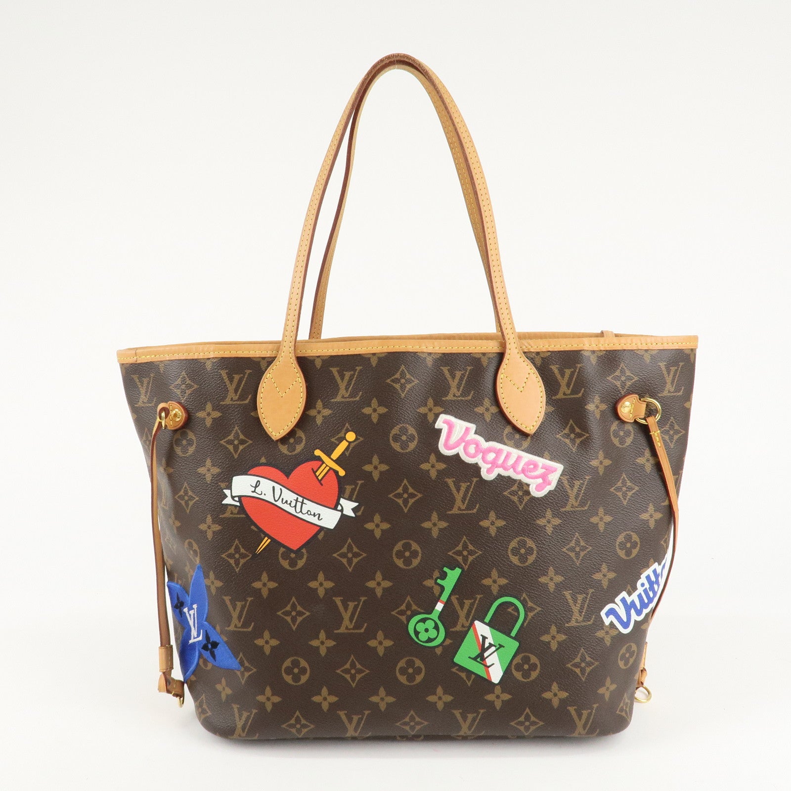 Louis Vuitton Monogram Patches Neverfull MM Tote Bag Pouch M43988