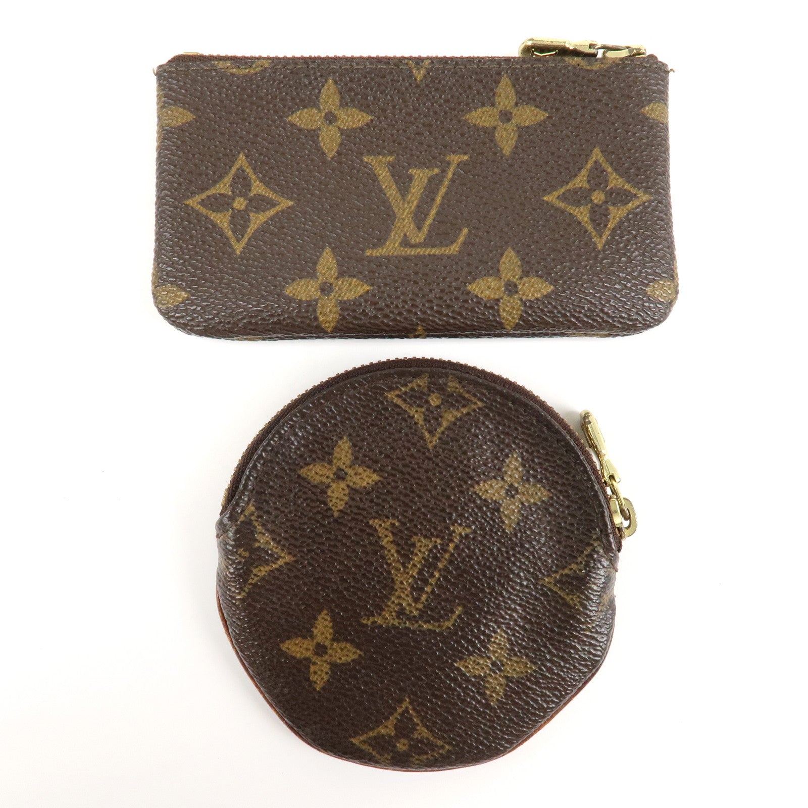 Louis Vuitton Monogram Set of 2 Coin Case Brown M62650 M61926 Used