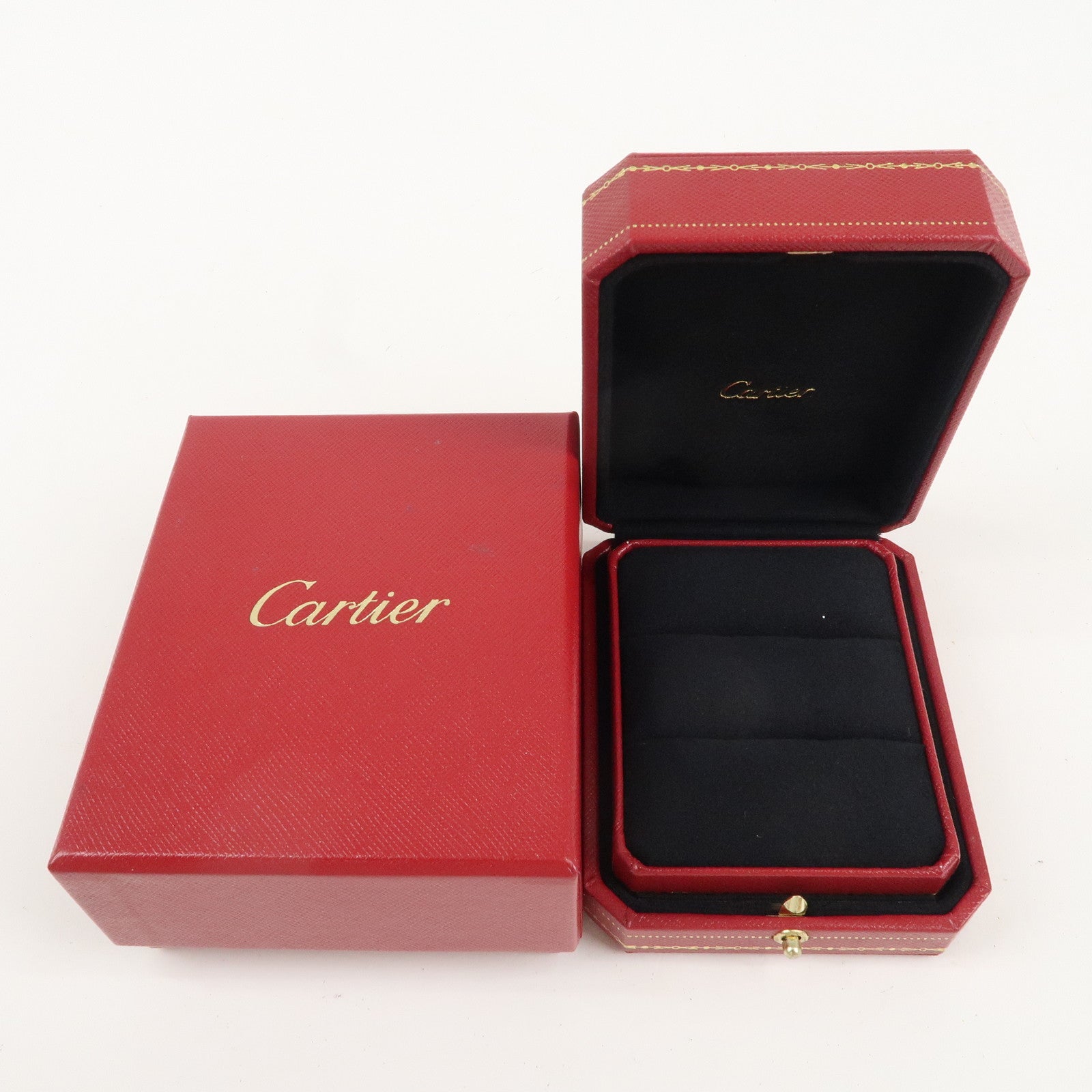 Cartier Set of 2 Pair Ring Box Display Box Jewelry Box Red