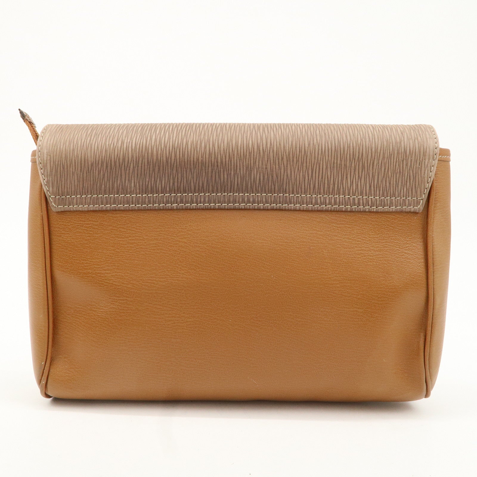 LOEWE Velazquez Leather Clutch Bag Brown Gold Hardware Used