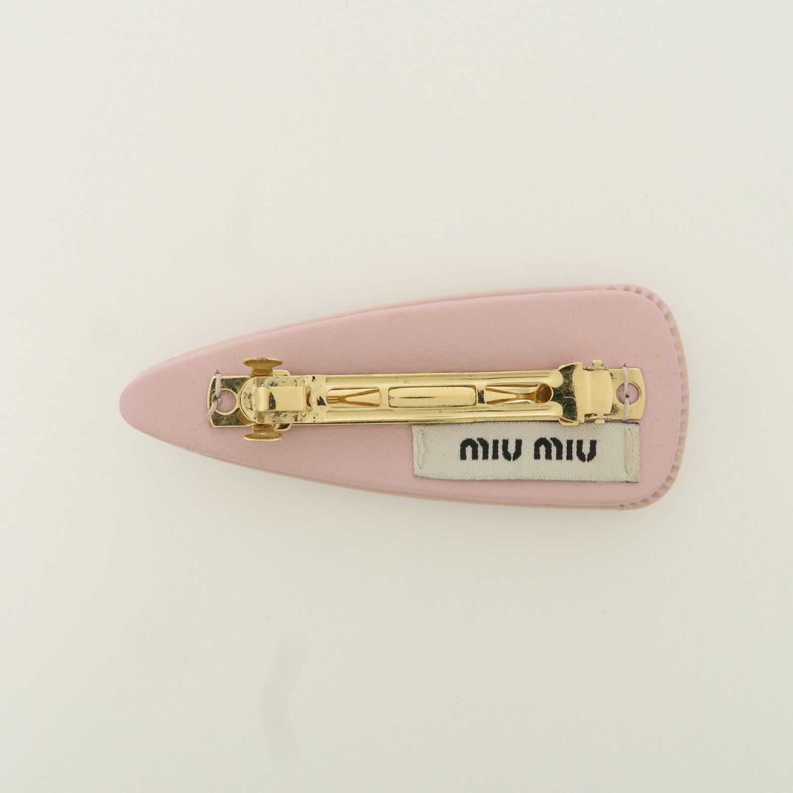 MIU MIU Patent Leather Hair Clip Pink Beige