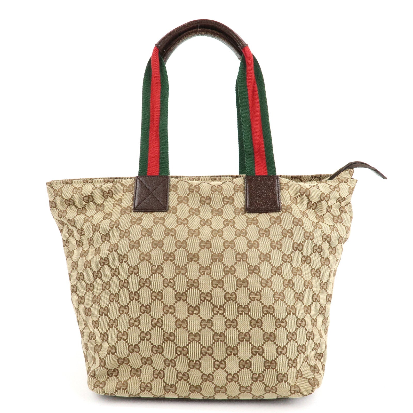 GUCCI Sherry GG Canvas Leather Tote Bag Beige Brown 131231 Used