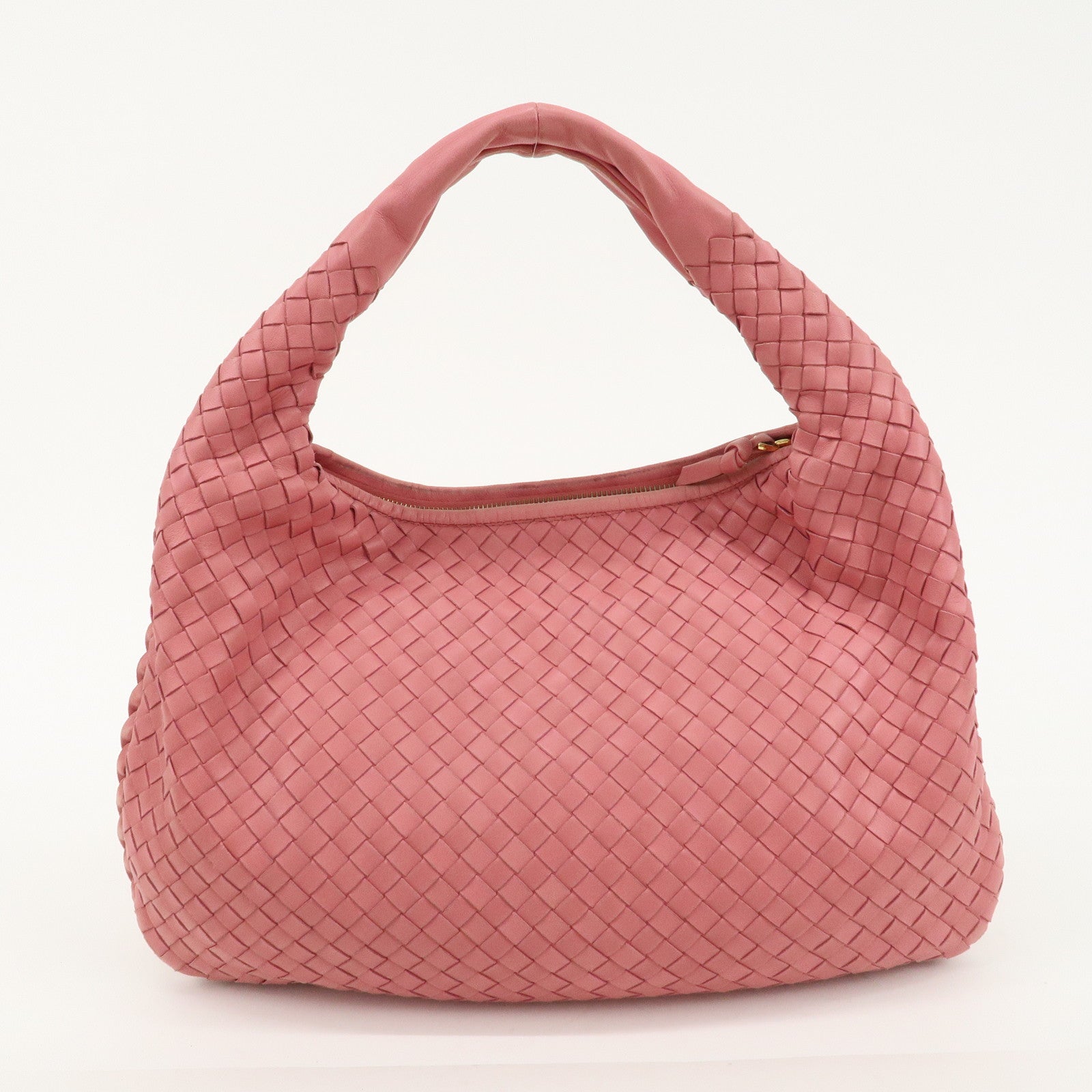 BOTTEGA VENETA Hobo Intrecciato Leather Shoulder Bag Pink 115653