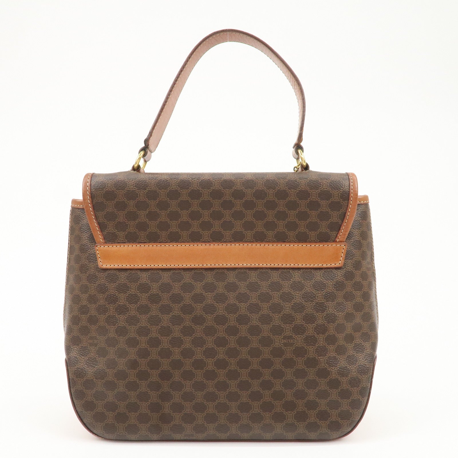 CELINE Macadam PVC Leather Hand Bag Brown